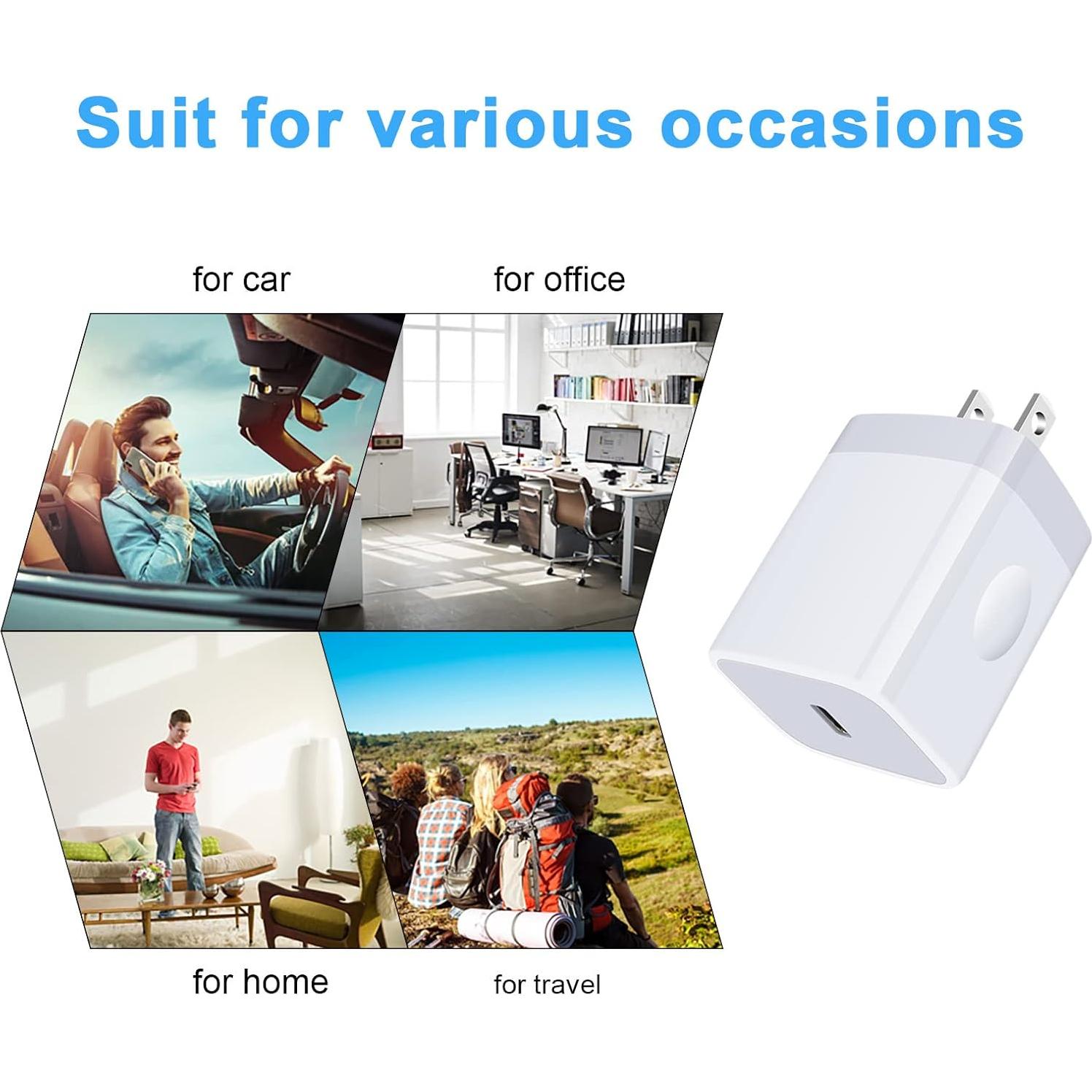 Cargador Rápido USB-C 20W Samsung y iPhone - Blanco