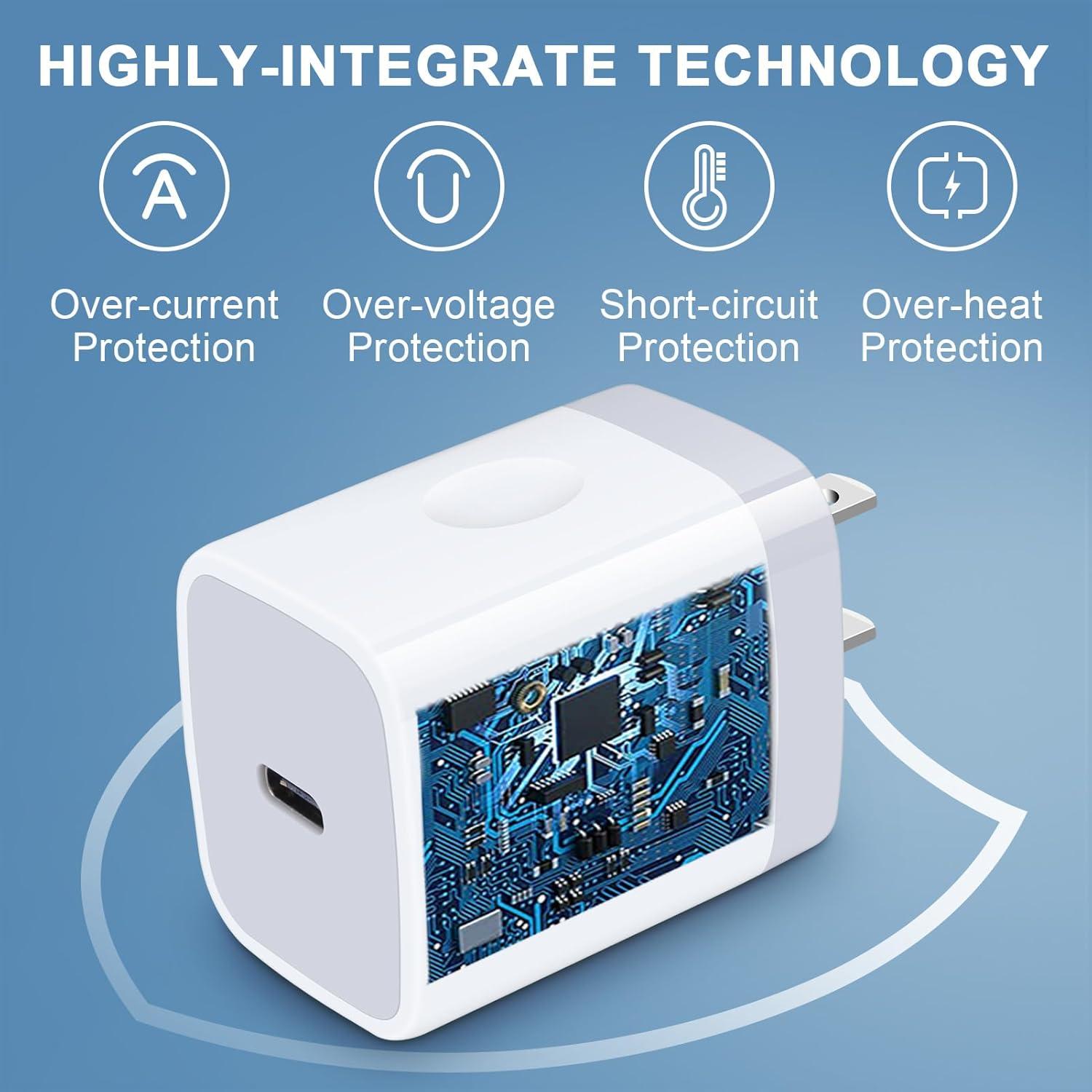 Cargador Rápido USB-C 20W Samsung y iPhone - Blanco