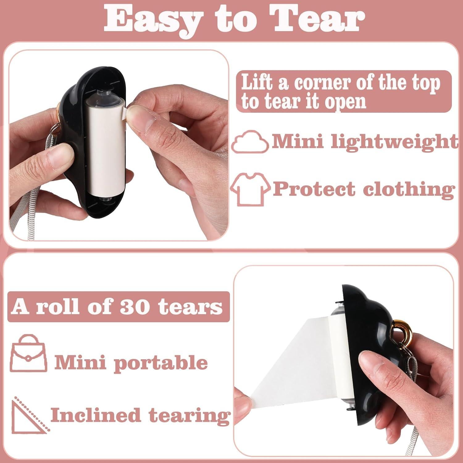 Rodillo de Pelusa Mini Reutilizable Nube 150 Hojas Negro