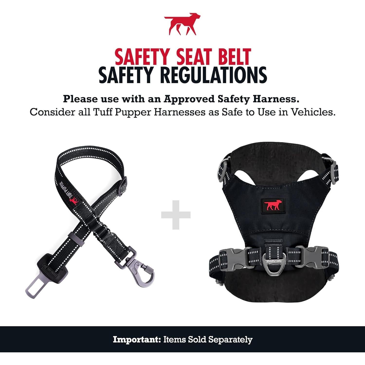 Cinturón de Seguridad para Perros Tuff Pupper Ajustable Negro
