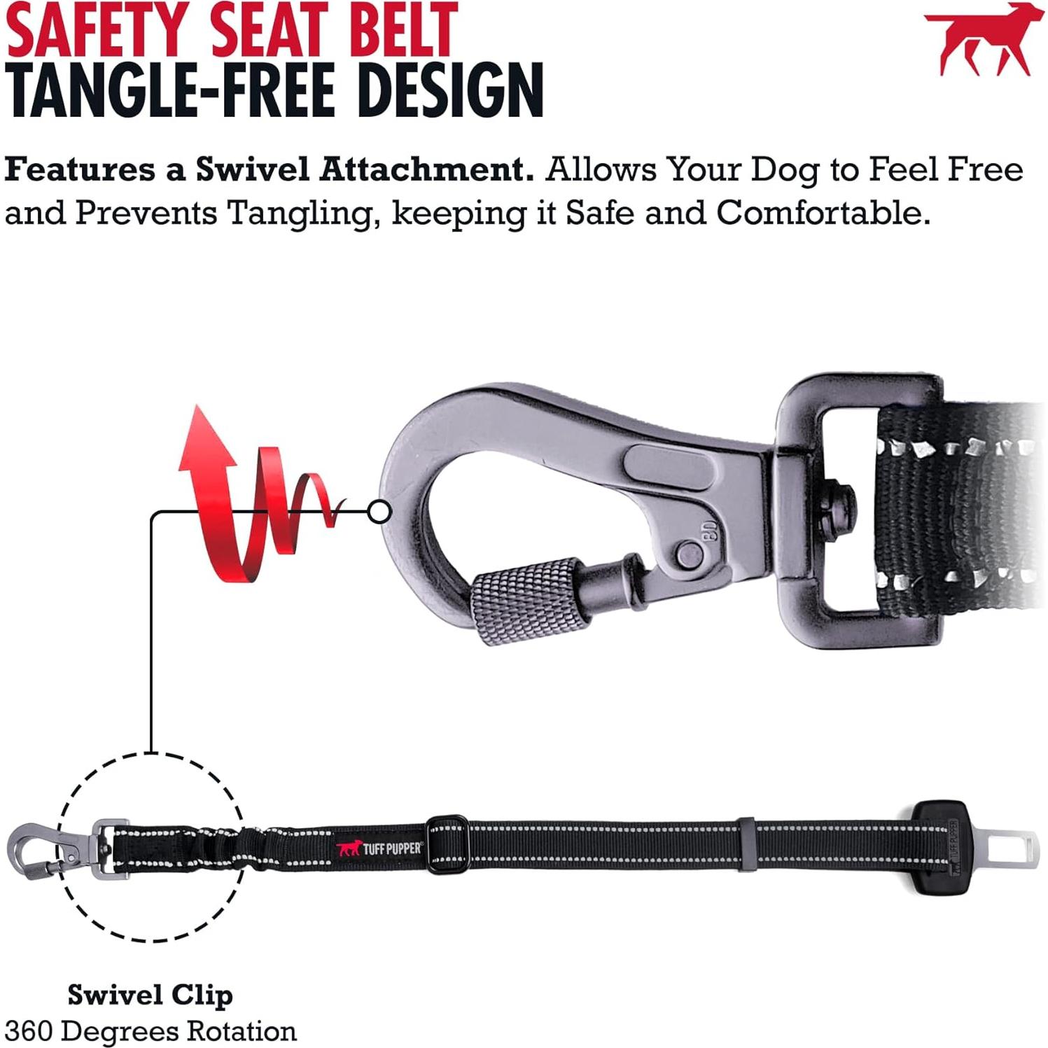 Cinturón de Seguridad para Perros Tuff Pupper Ajustable Negro