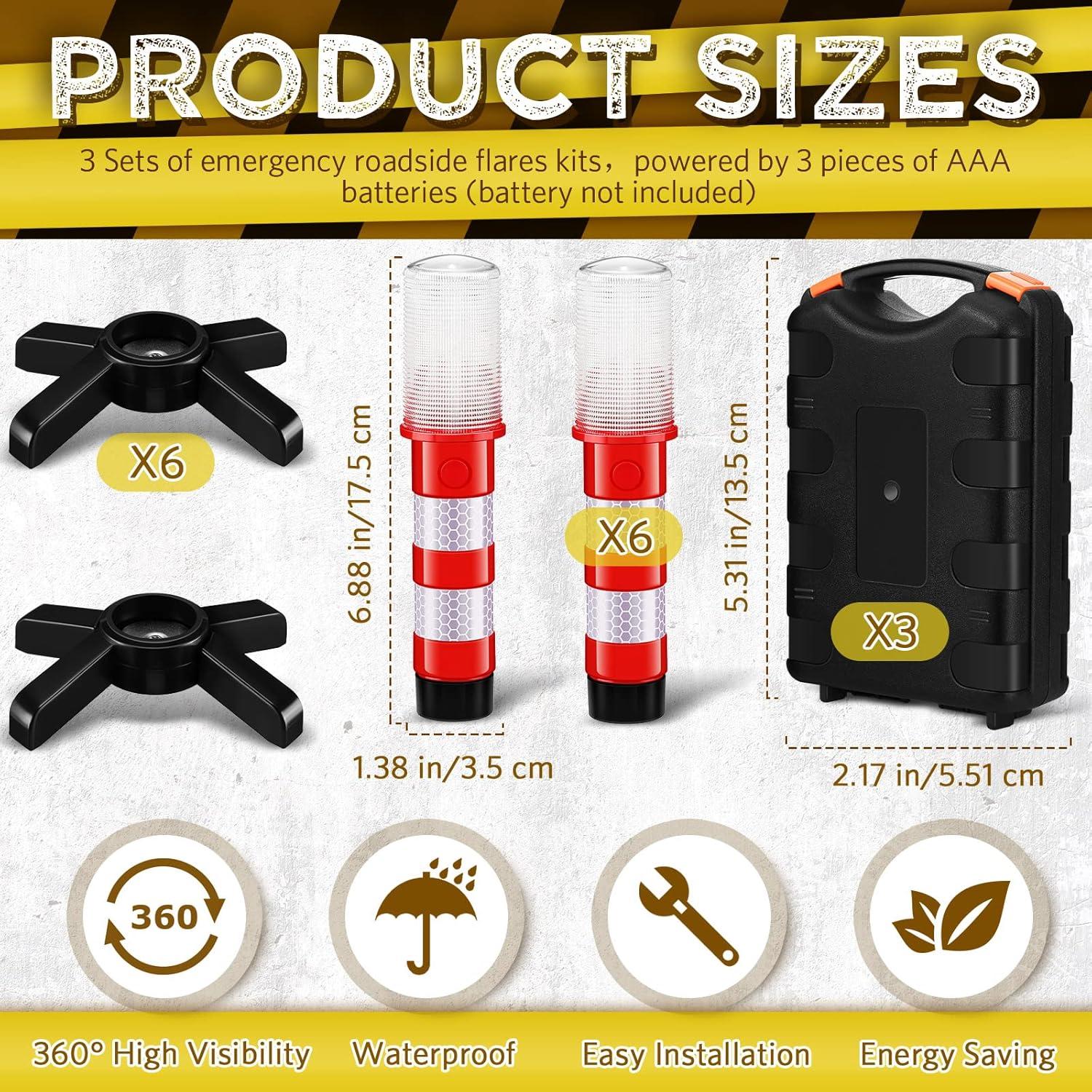 Riakrum Flares LED de Emergencia 2 Pcs Luz Roja Estroboscópica