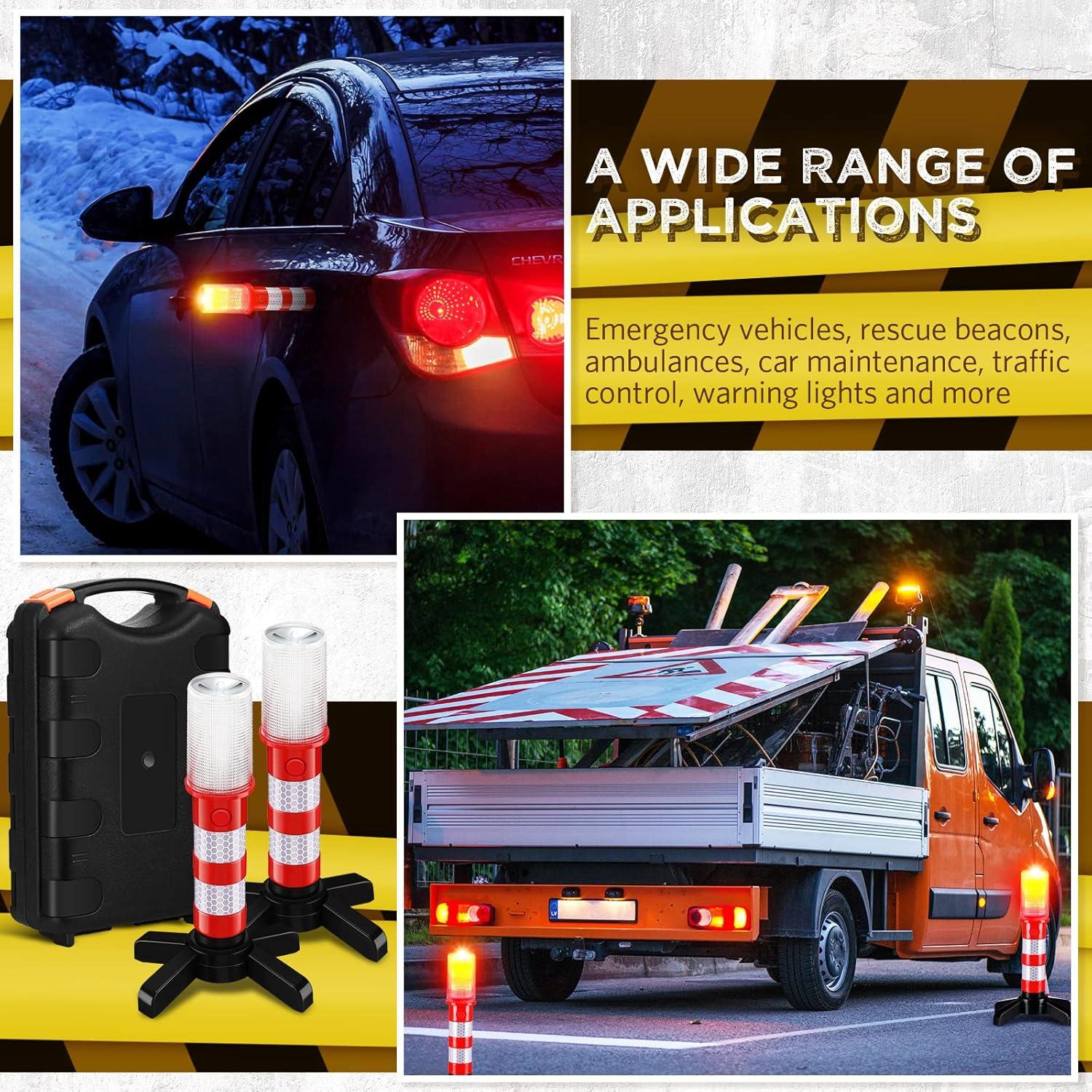 Riakrum Flares LED de Emergencia 2 Pcs Luz Roja Estroboscópica