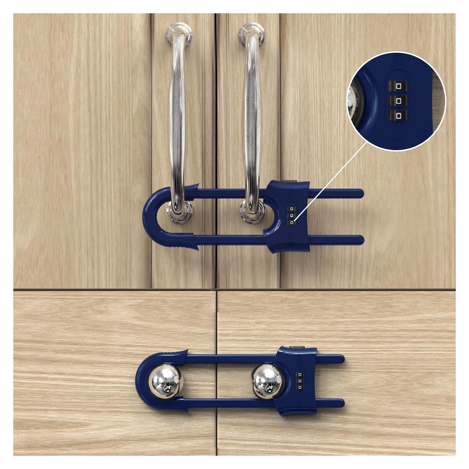 4 Cerraduras de Armario Deslizantes a Prueba de Niños ABS Azul