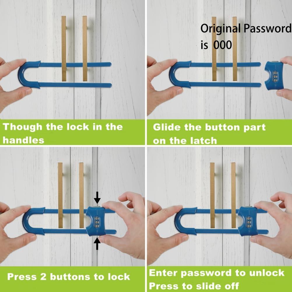 4 Cerraduras de Armario Deslizantes a Prueba de Niños ABS Azul
