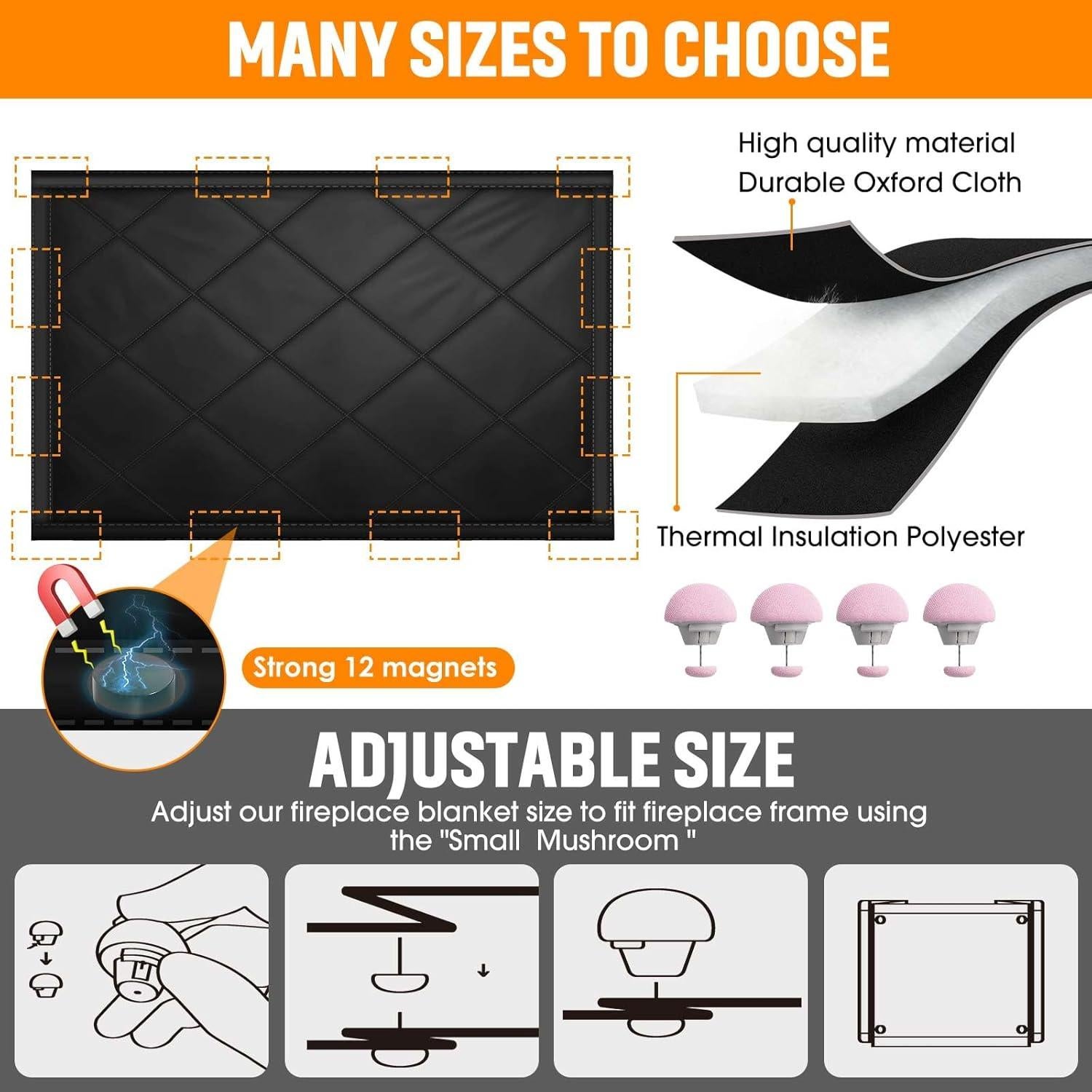 Cubierta Magnética para Chimenea CADARA 83x74 cm Negra