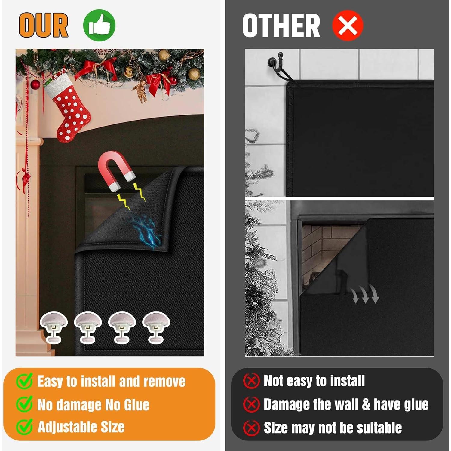 Cubierta Magnética para Chimenea CADARA 83x74 cm Negra