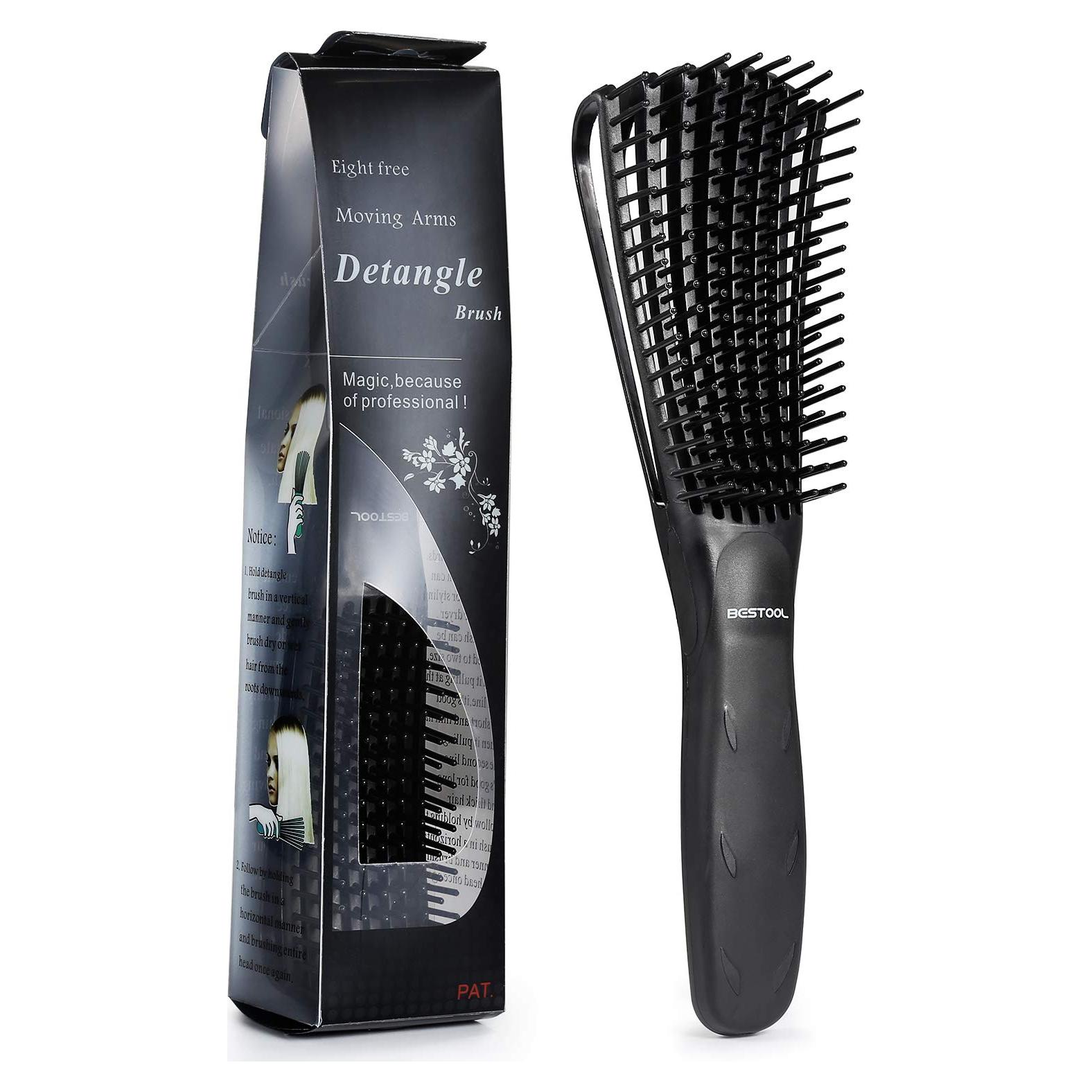 Cepillo Desenredante BESTOOL para Cabello Rizado 3/4abc Negro