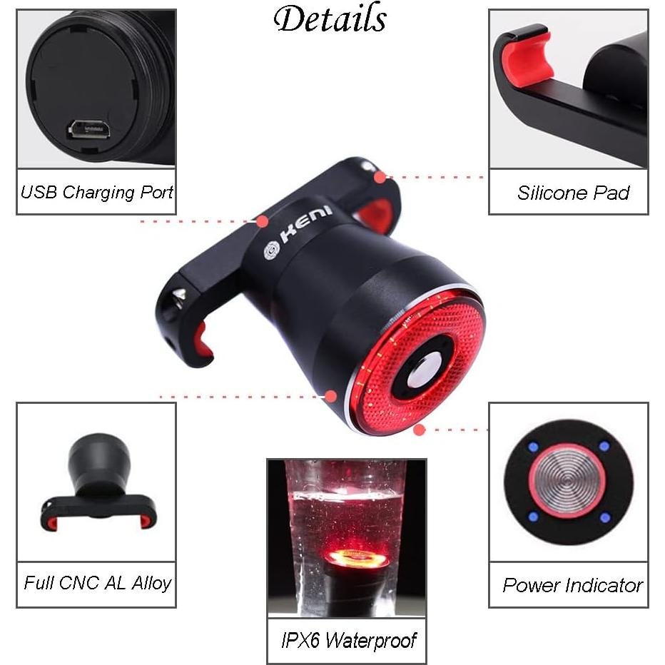 Luces Traseras para Bicicleta G Keni Q5 LED IPX6 Recargables