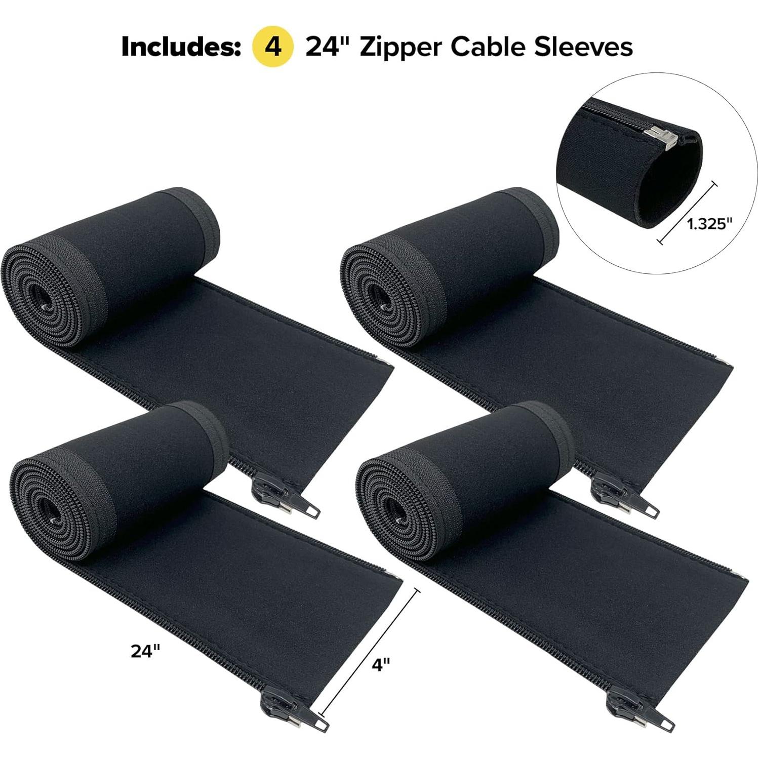 Manga de Cable Wrap-It Storage 61 cm Negro 4-Pack Organizador