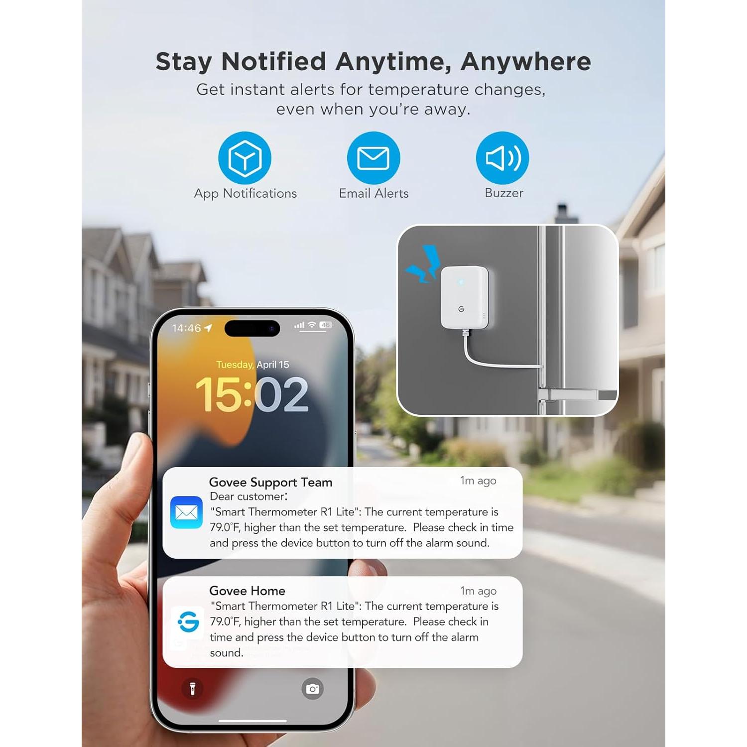 Termómetro WiFi GoveeLife H5111 para Refrigerador y Congelador
