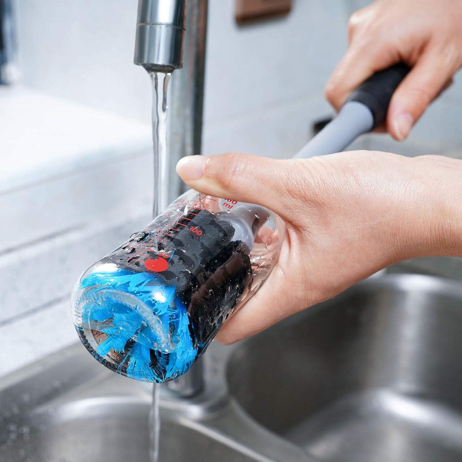 Cepillo de Botellas 2-en-1 MOSOLAN con Cepillo para Pajitas