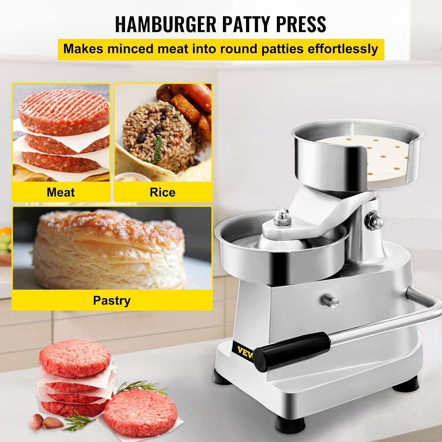 Prensa de Hamburguesas Comercial VBENLEM 150mm Acero Inoxidable