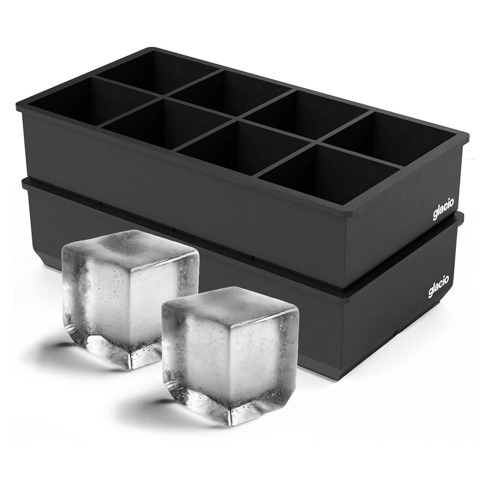 Moldes de Hielo Glacio - 2 Bandejas de Silicona para 8 Cubos Grandes