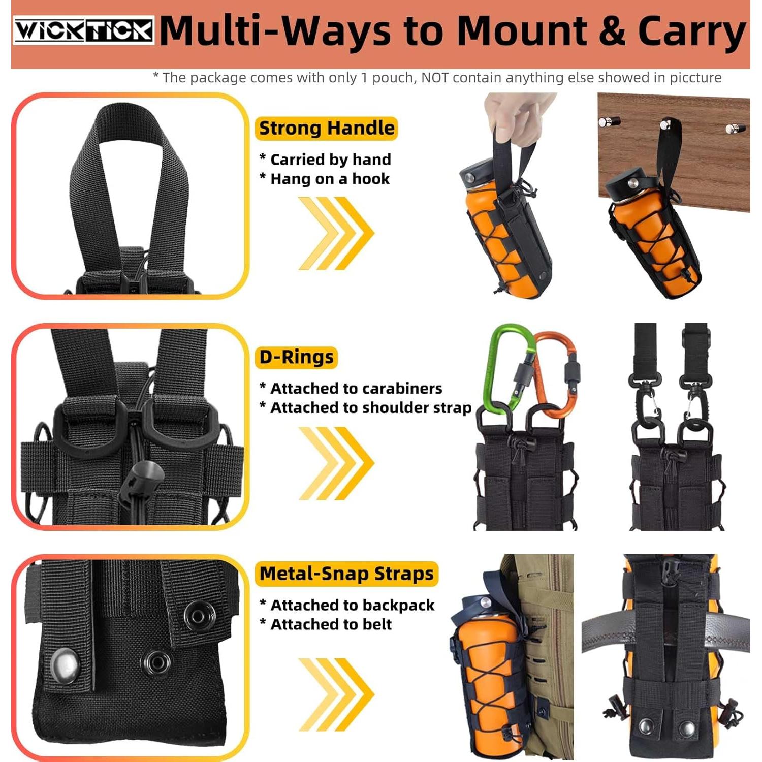 Soporte Táctico para Botellas WICKTICK Ajustable 500ml-1800ml