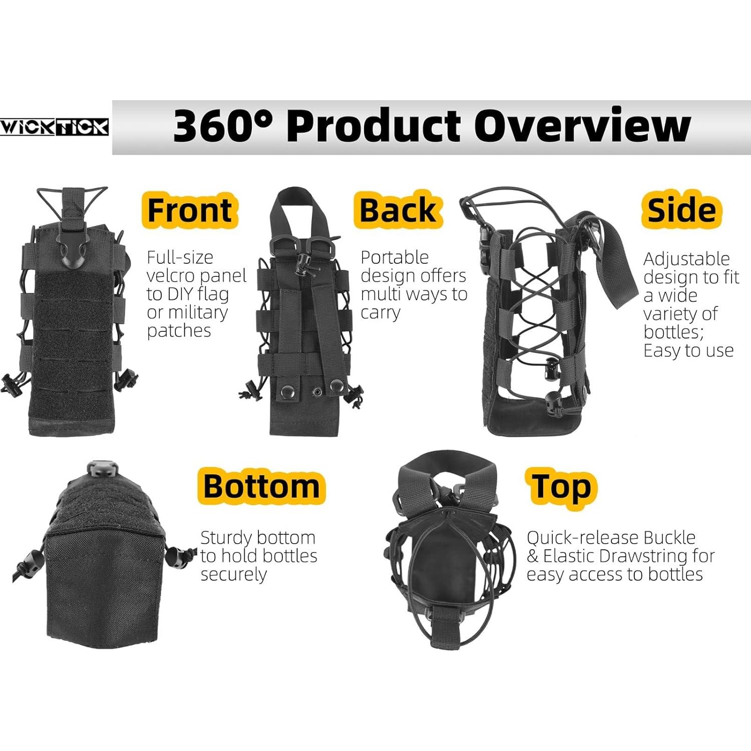 Soporte Táctico para Botellas WICKTICK Ajustable 500ml-1800ml