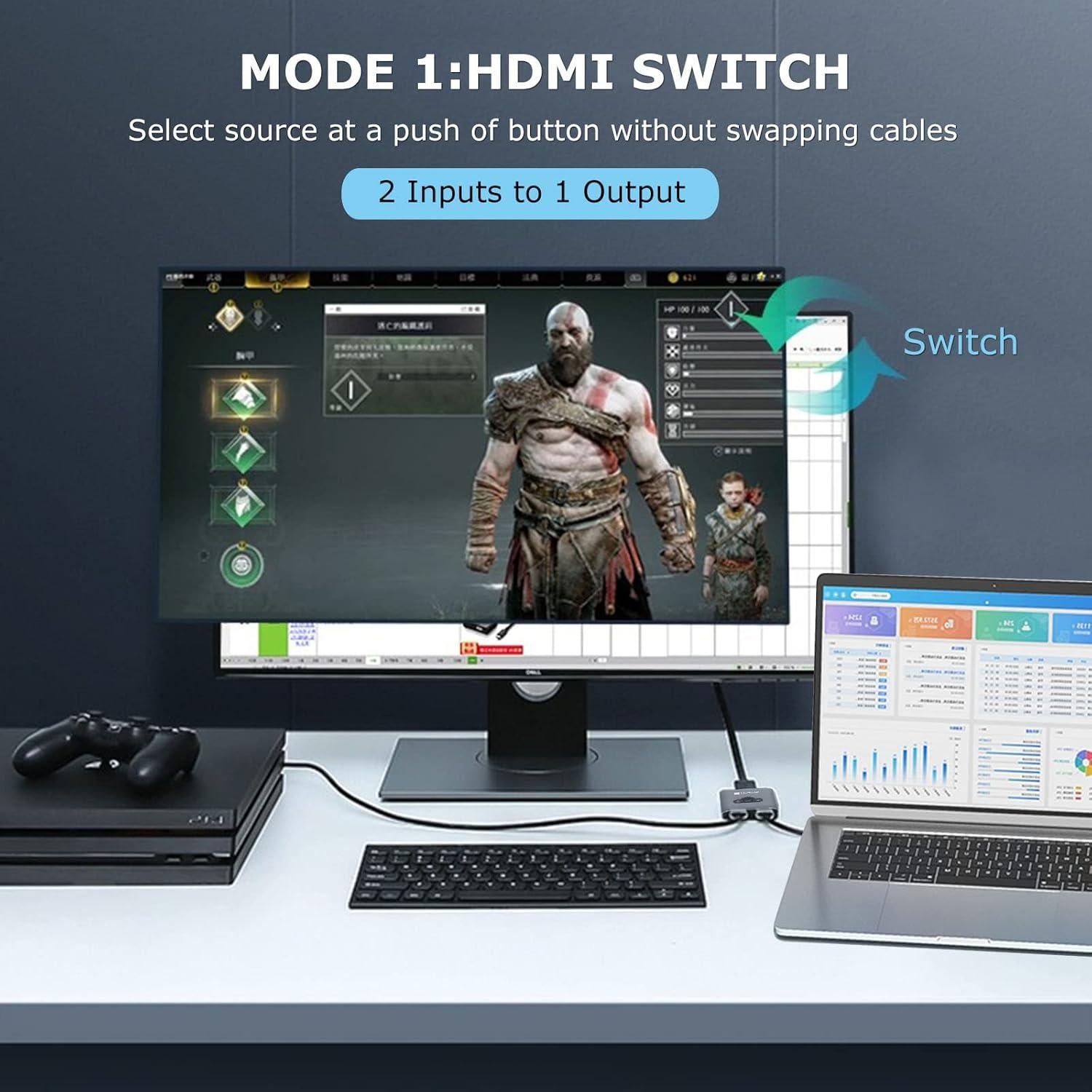 Conmutador HDMI 8K LinSeek 2 en 1 Salida Gris Espacial