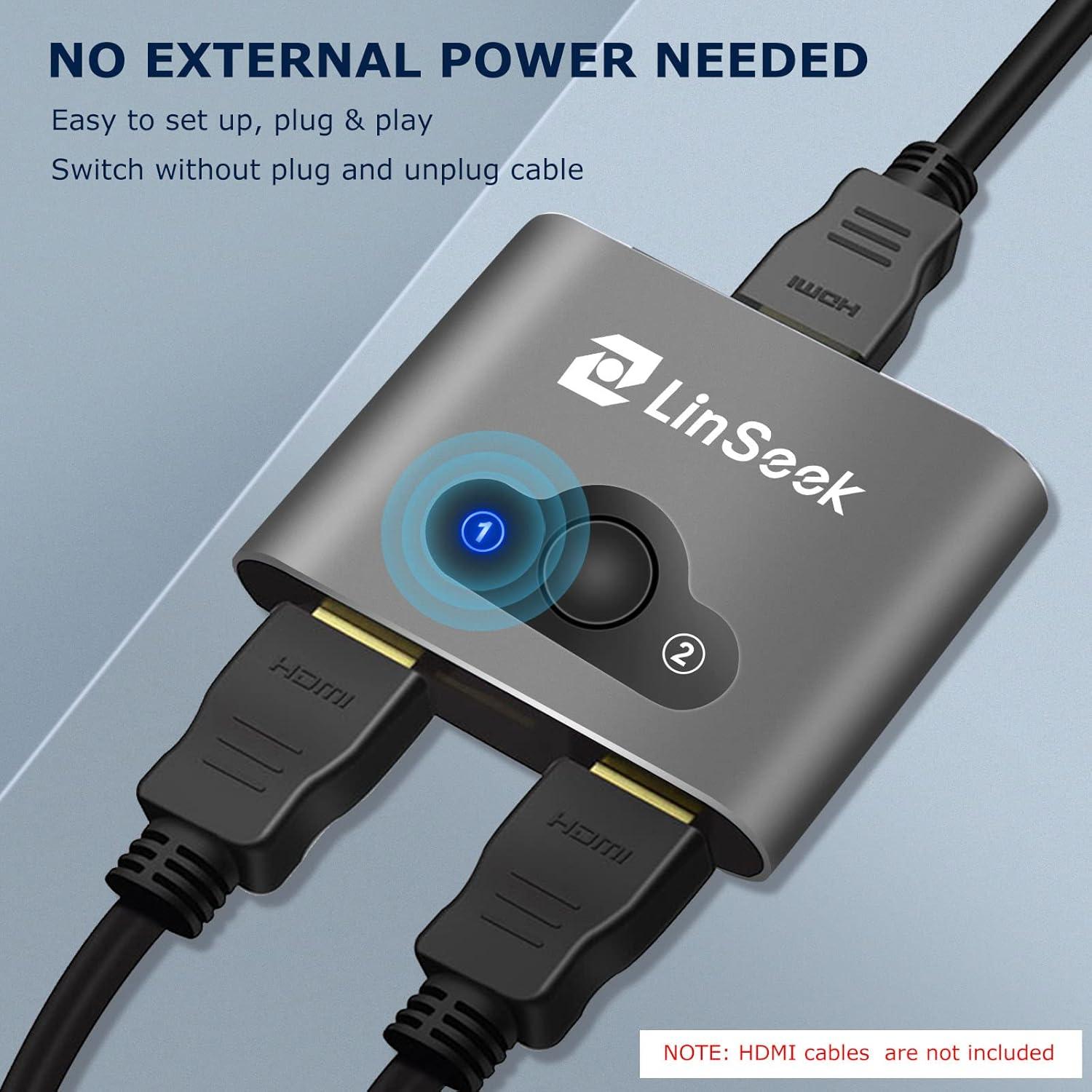 Conmutador HDMI 8K LinSeek 2 en 1 Salida Gris Espacial