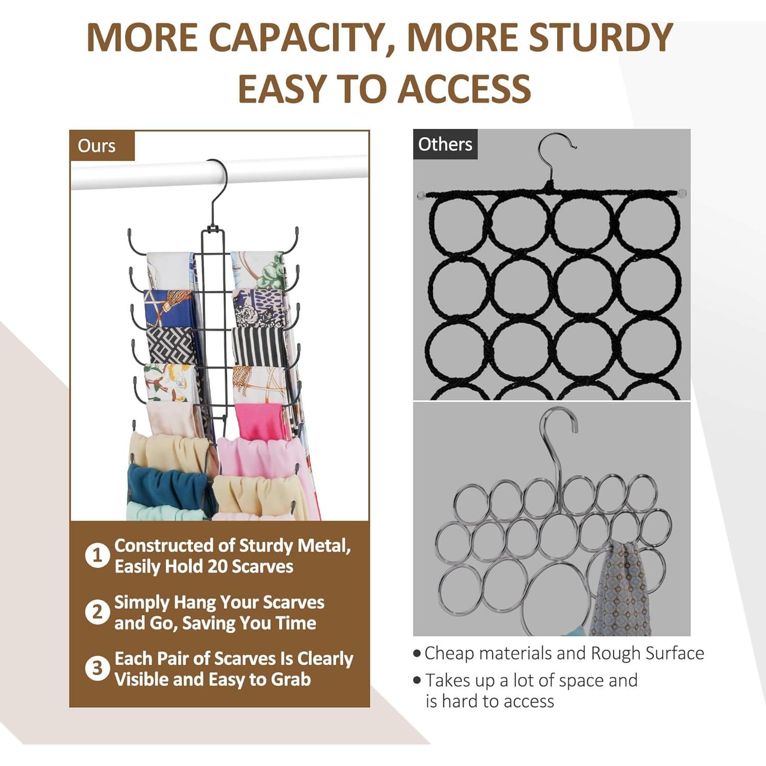 Organizador de Bufandas ZEDODIER Negro 20 Bufandas