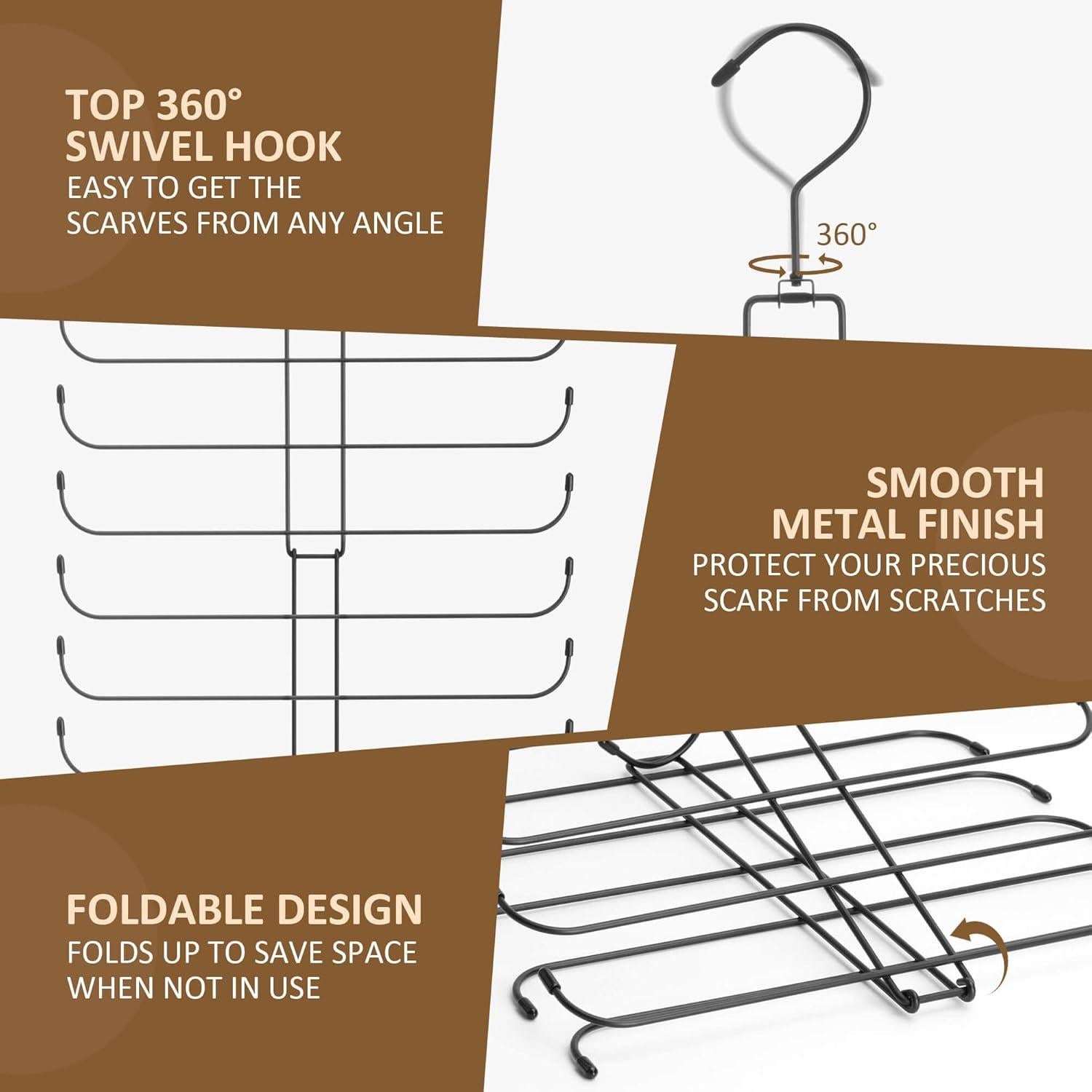 Organizador de Bufandas ZEDODIER Negro 20 Bufandas