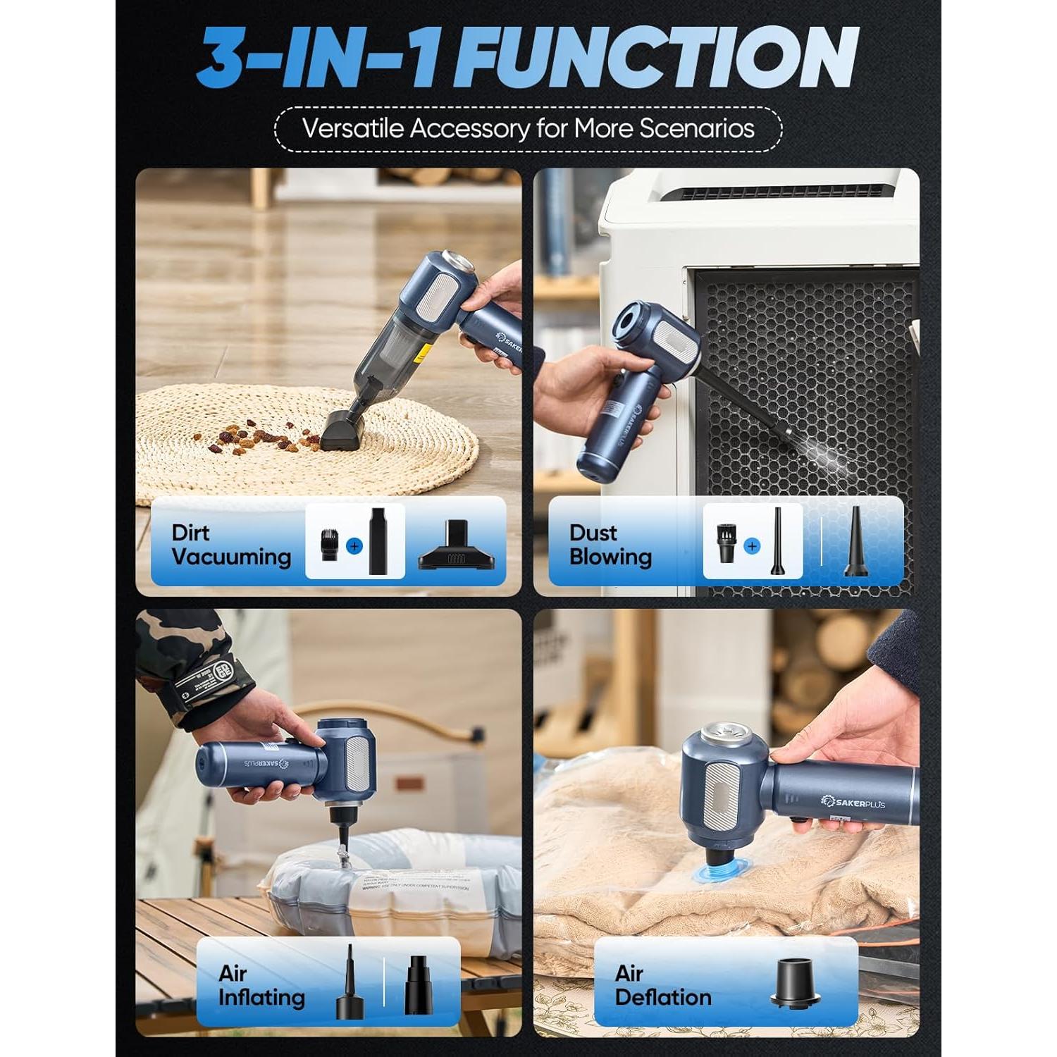 Mini Aspiradora Inalámbrica SakerPlus SW106 3 en 1 17500Pa