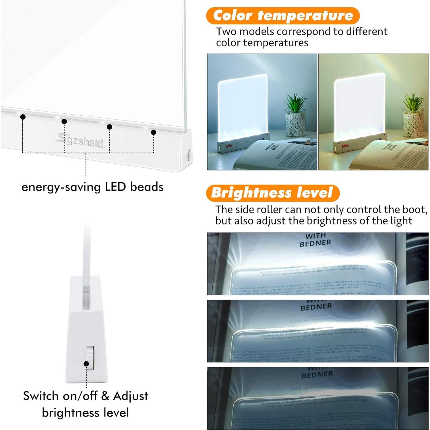 Lámpara de lectura LED Sgzshsld, brillo ajustable, 17.78x21.08cm