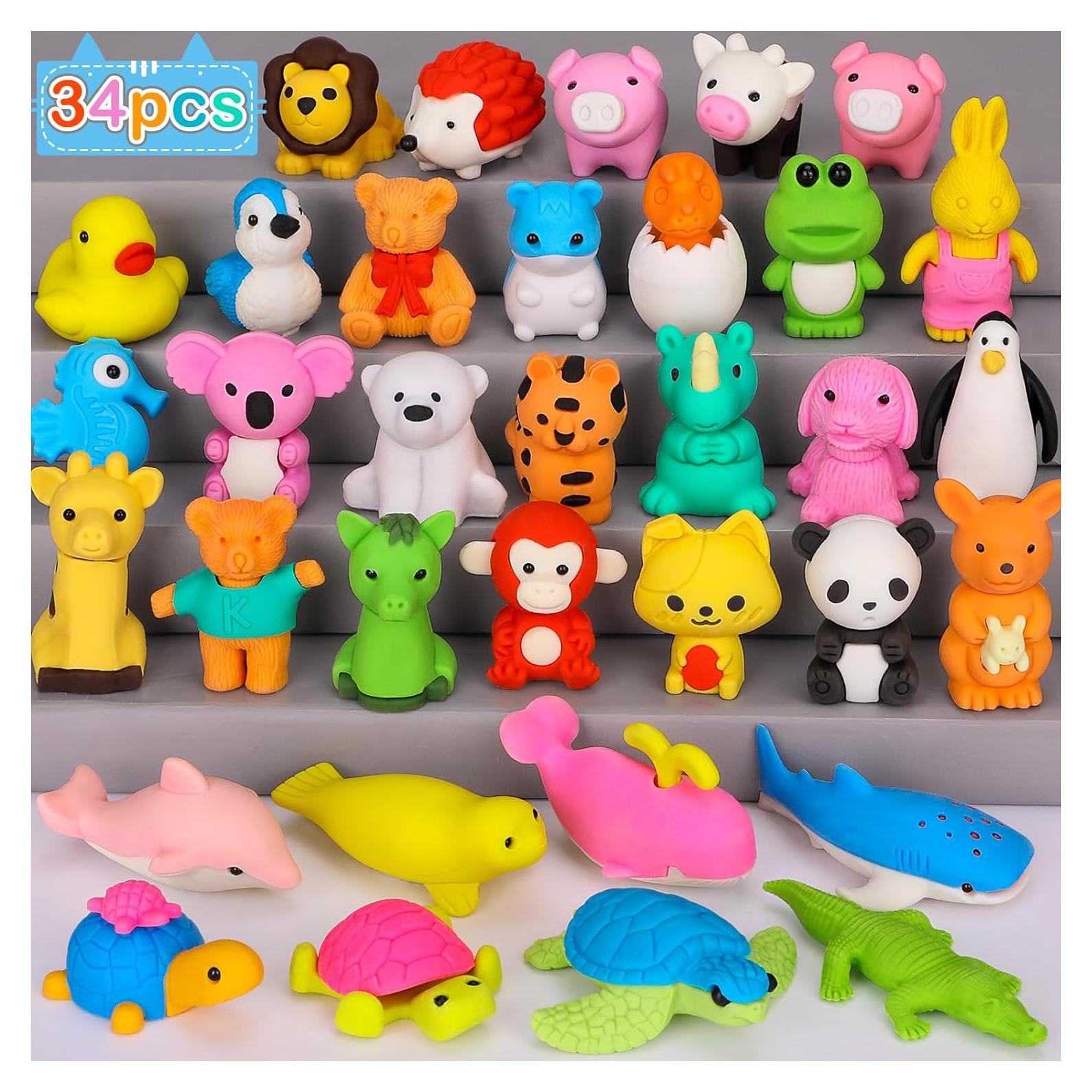 Paquete de 34 Gomas de Borrar de Animales Moosia - Multicolor