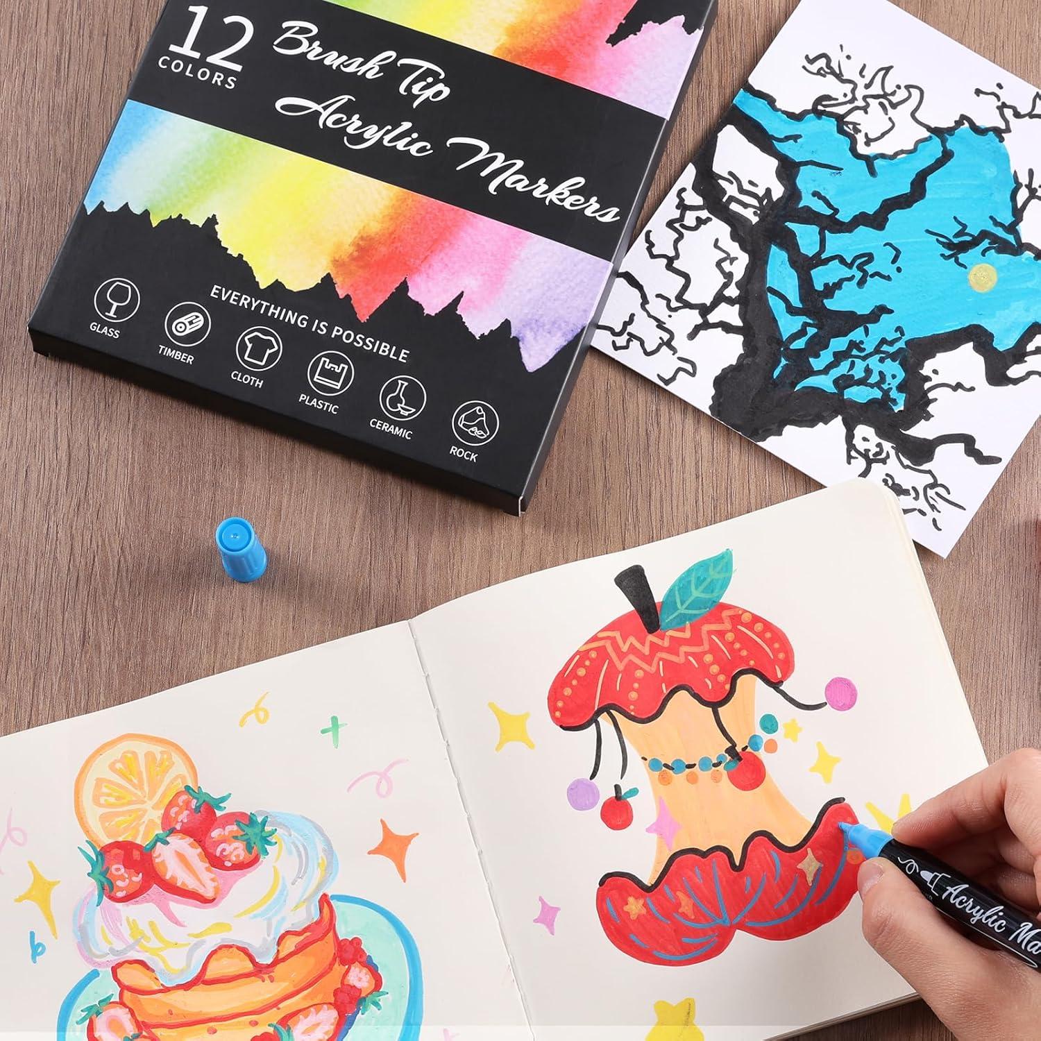 Set de 12 Marcadores de Pintura Acrílica TOSHARE Multicolor