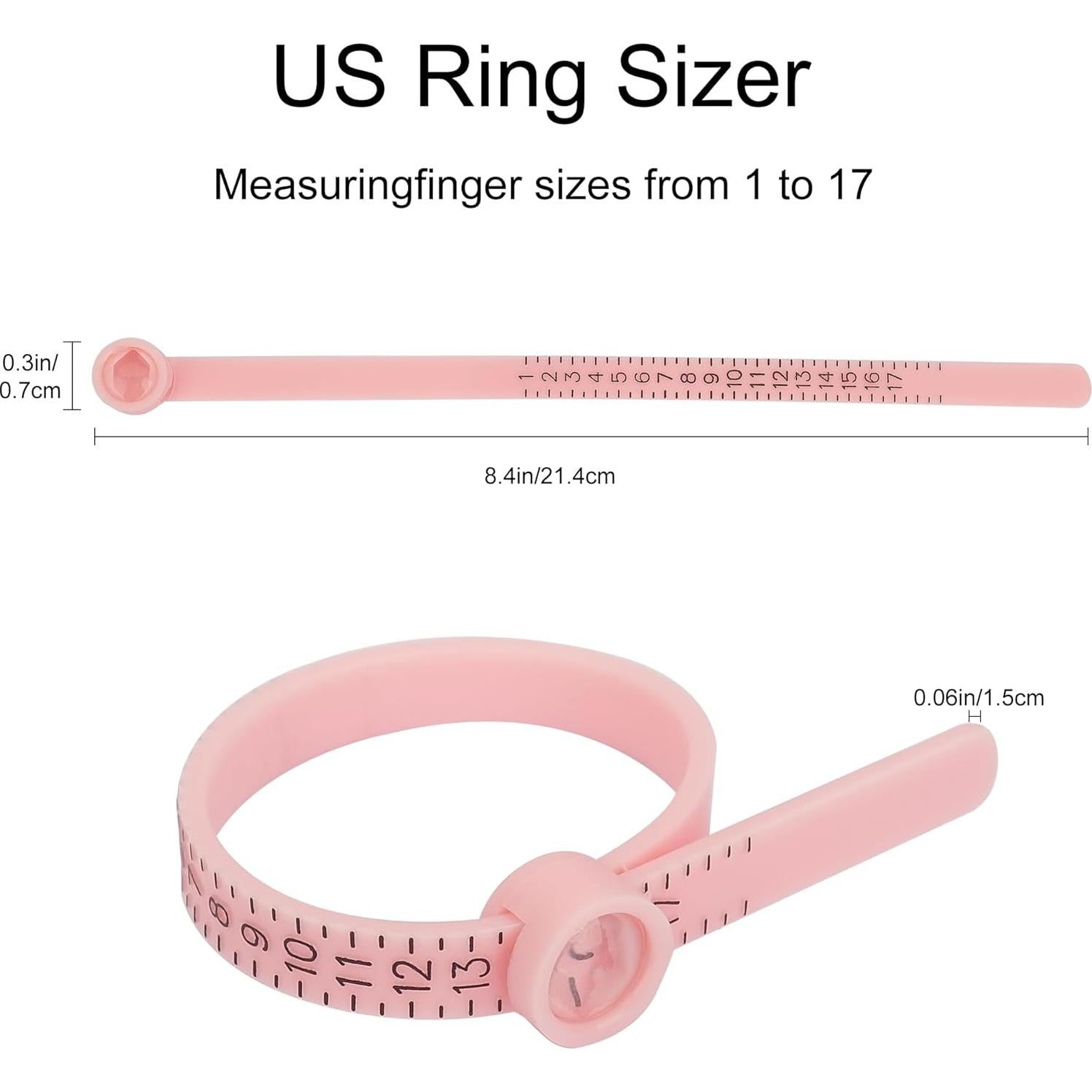 Juego de Medición de Tamaño de Anillo TUNQISM Rosa 1-17