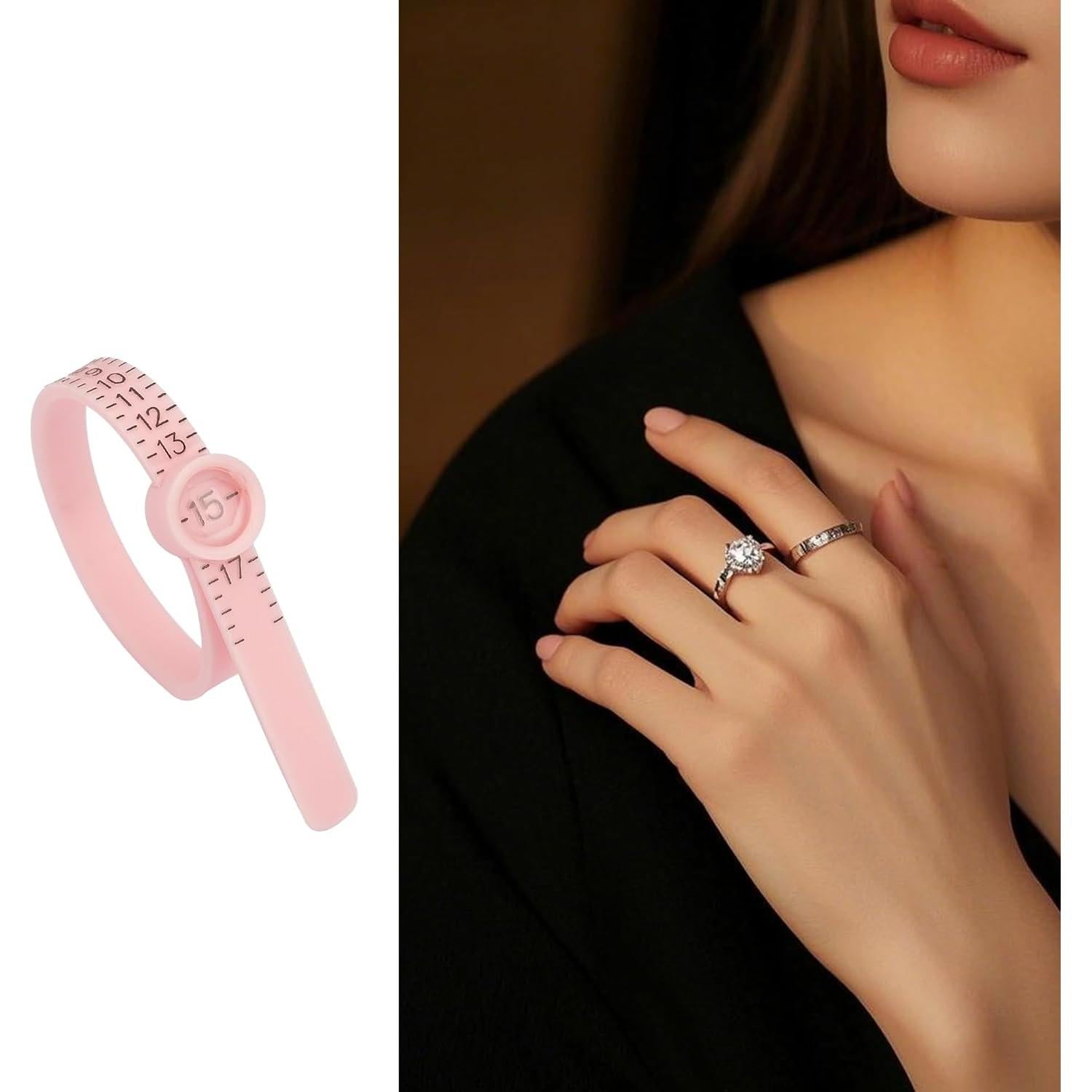 Juego de Medición de Tamaño de Anillo TUNQISM Rosa 1-17