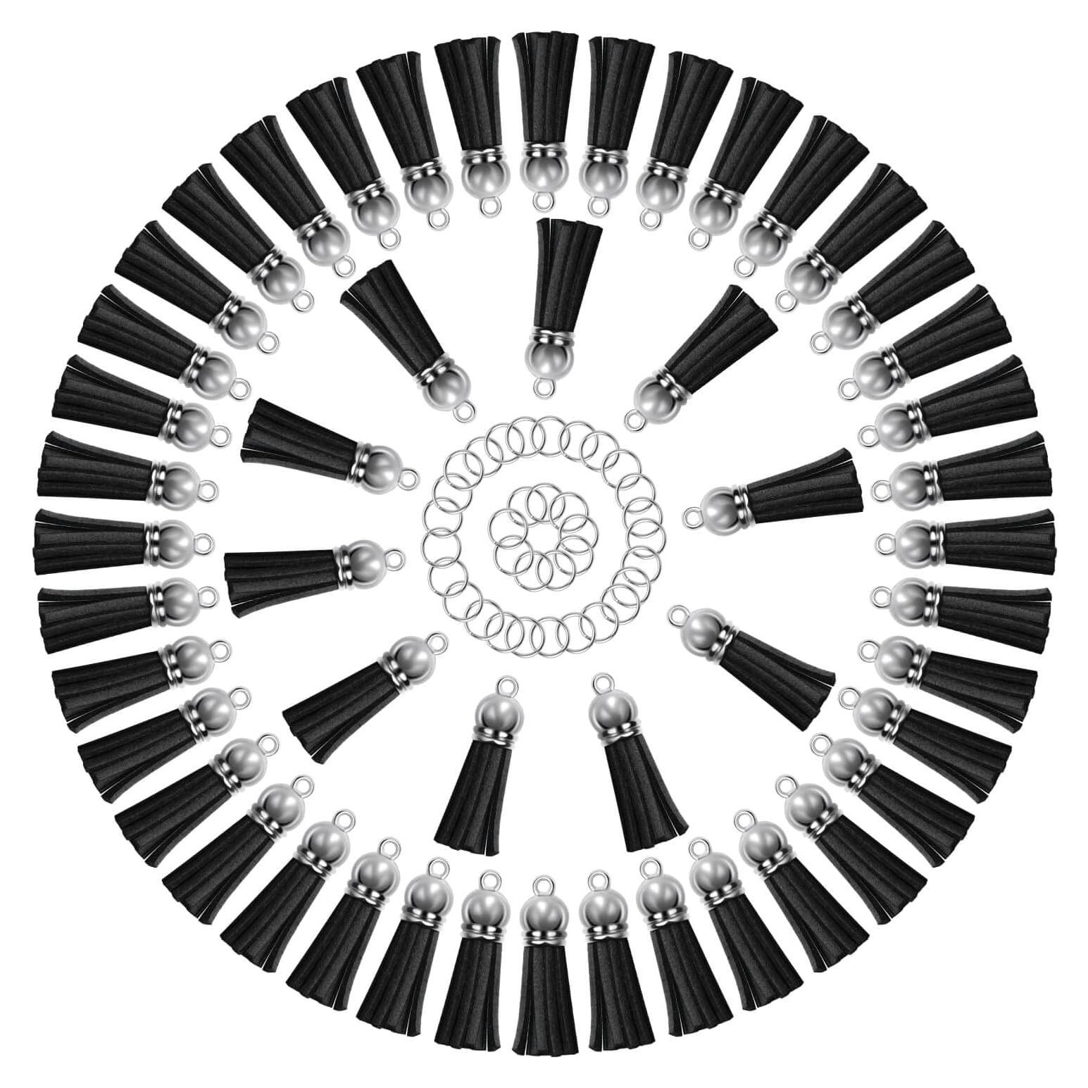 Borlas de cuero negras Paxcoo para llaveros - 50 piezas