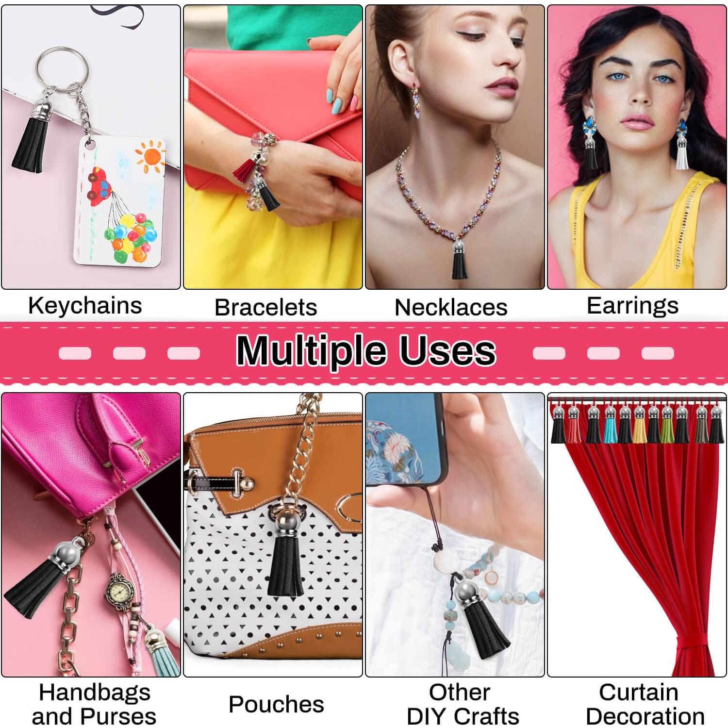 Borlas de cuero negras Paxcoo para llaveros - 50 piezas