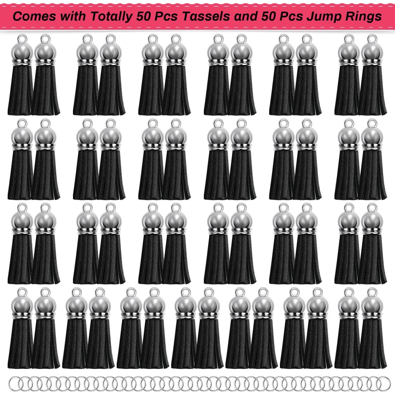 Borlas de cuero negras Paxcoo para llaveros - 50 piezas