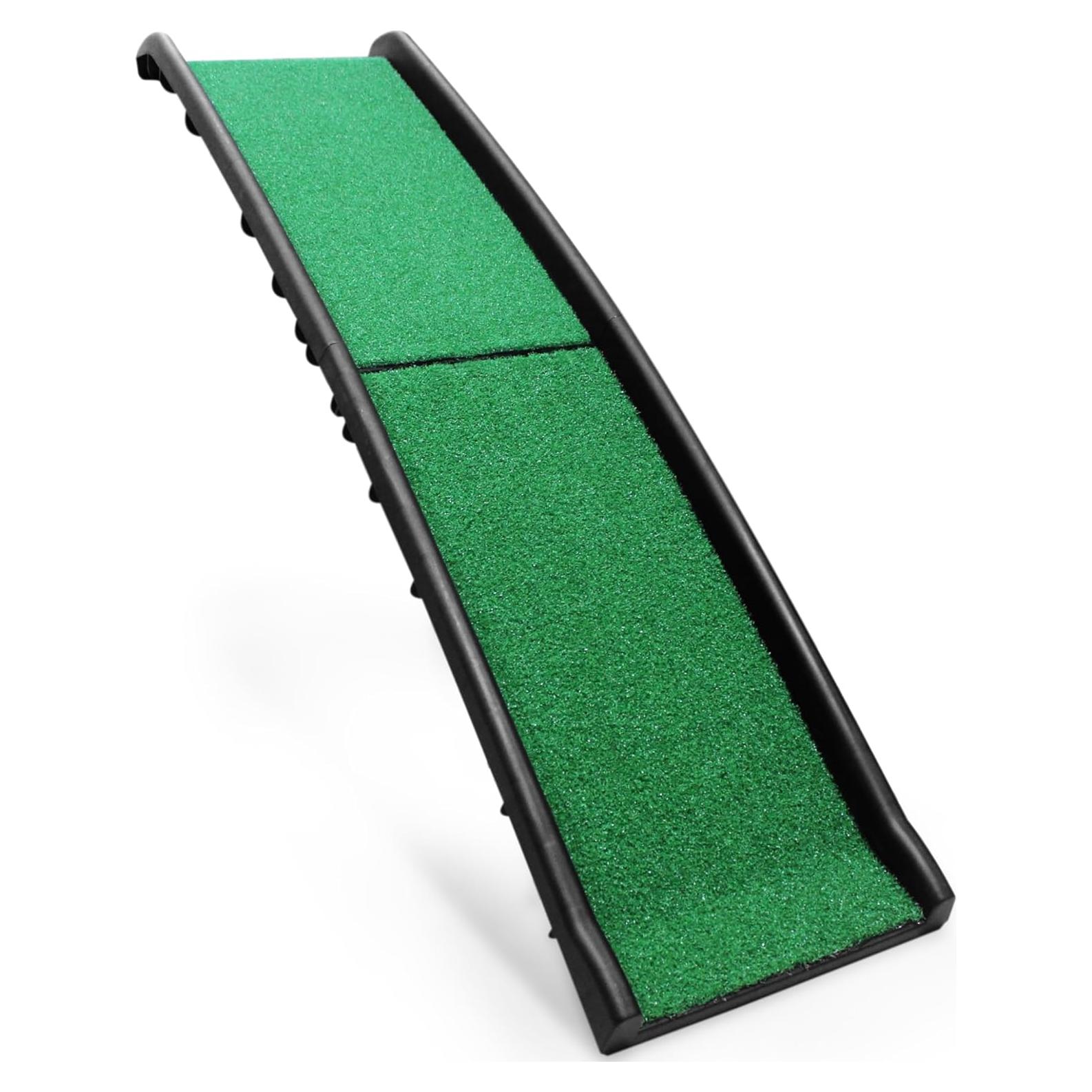 Rampa Plegable para Mascotas PawStep 50894 - Césped Antideslizante - Soporta hasta 90 kg
