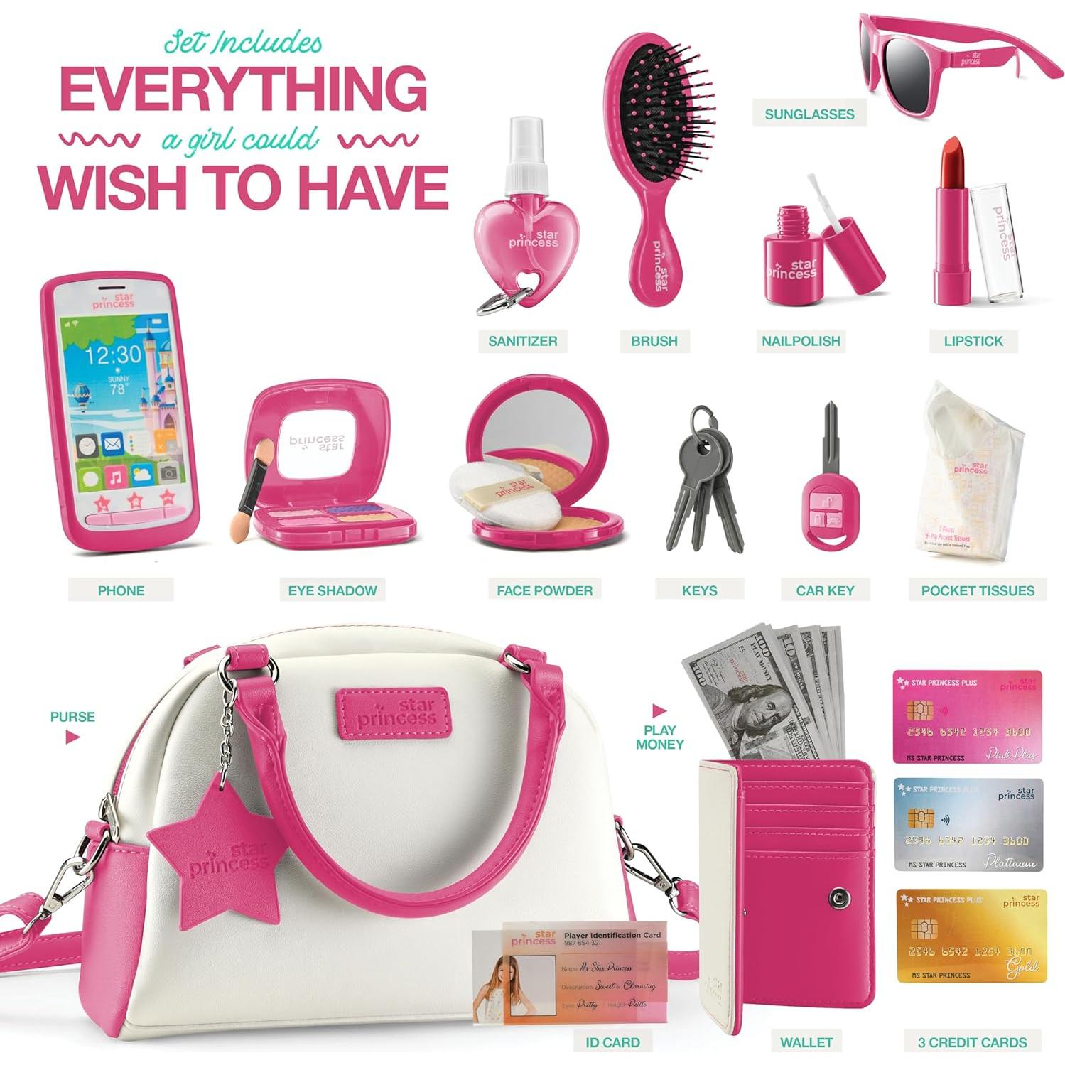 Conjunto de bolso de juego Star Princess rosa con accesorios