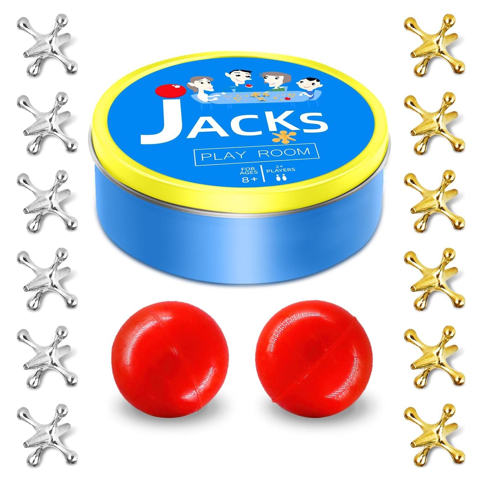 Juego de Jacks de Metal Sisland con 12 Jacks y 2 Pelotas