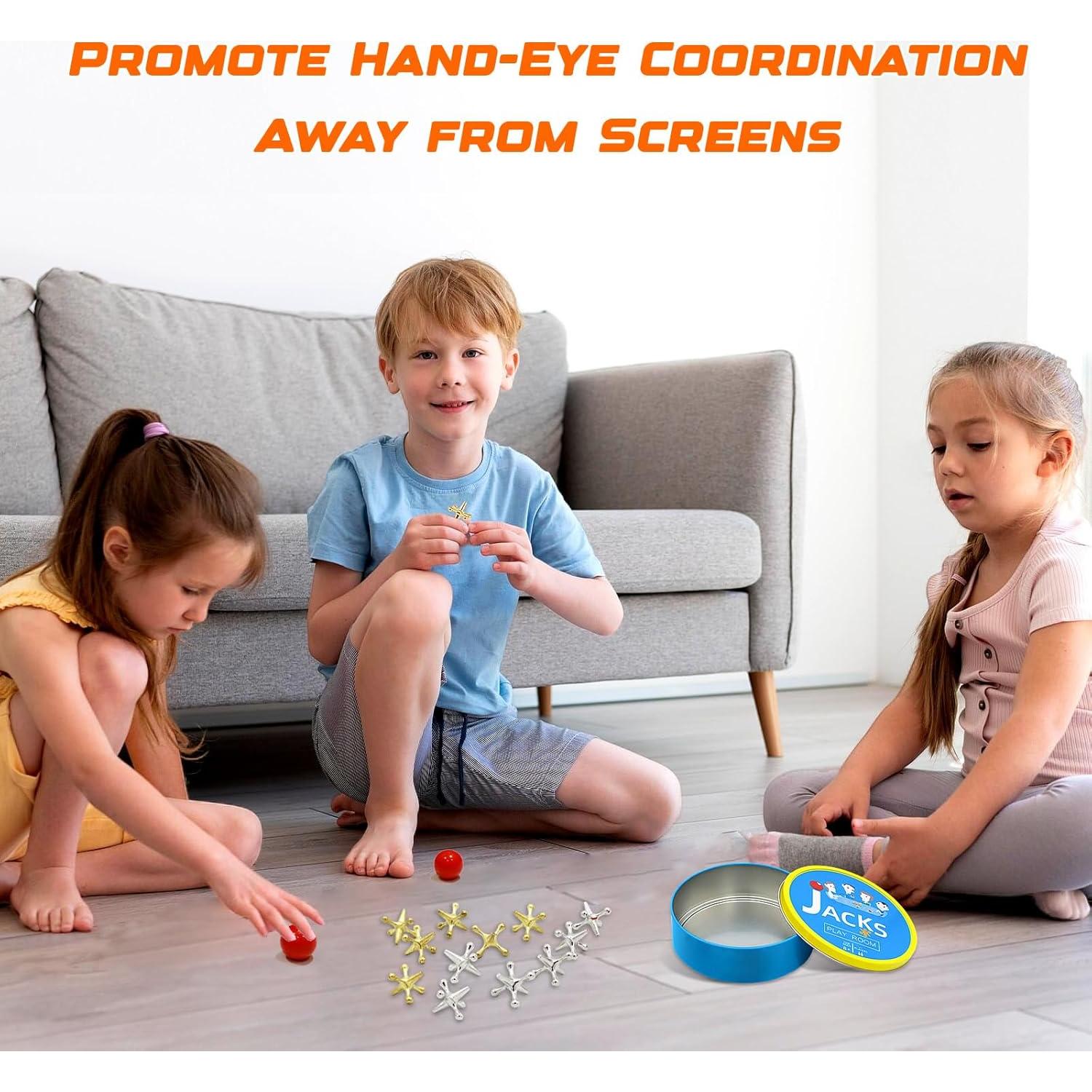 Juego de Jacks de Metal Sisland con 12 Jacks y 2 Pelotas