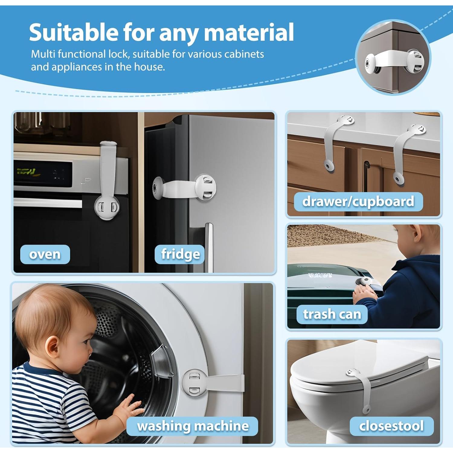 Candados de Seguridad para Niños NiceTCU - 2 Piezas con Adhesivo 3M