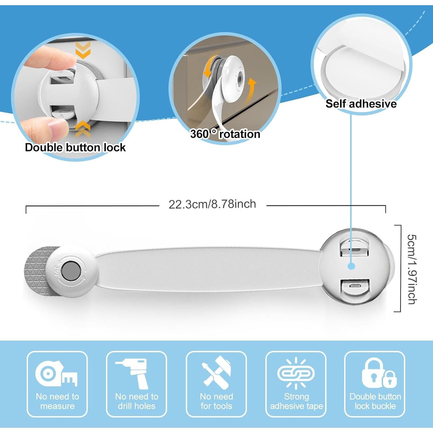 Candados de Seguridad para Niños NiceTCU - 2 Piezas con Adhesivo 3M