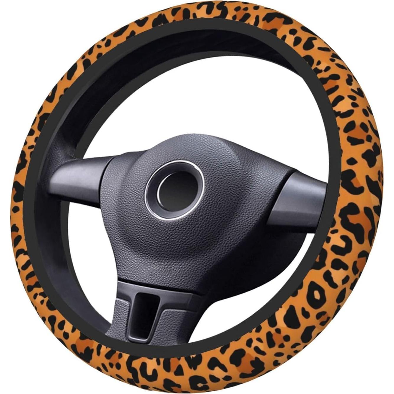 Cubierta de Volante KARREAL 15 Pulgadas Leopardo Antideslizante