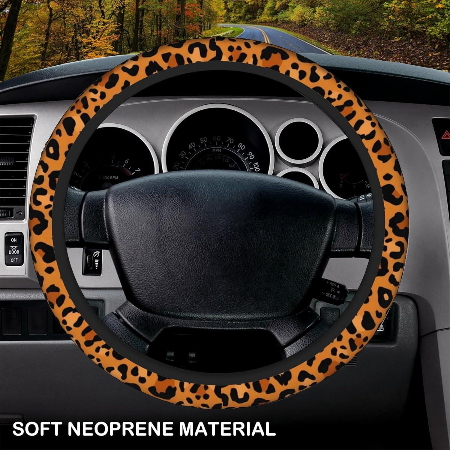 Cubierta de Volante KARREAL 15 Pulgadas Leopardo Antideslizante