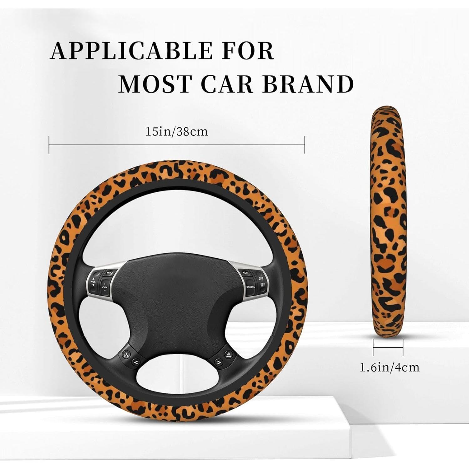 Cubierta de Volante KARREAL 15 Pulgadas Leopardo Antideslizante