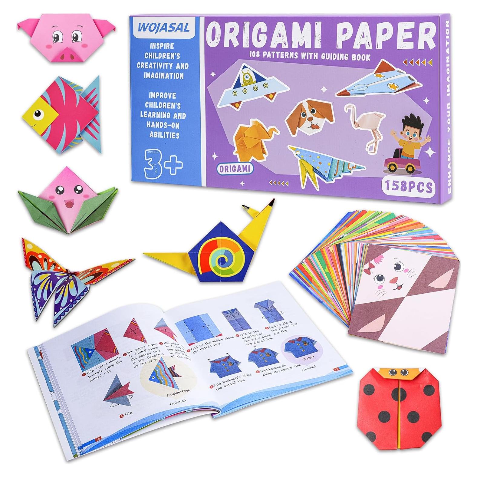 Kit de Papel Origami 158 Hojas WOJASAL para Niños 5-12 Años