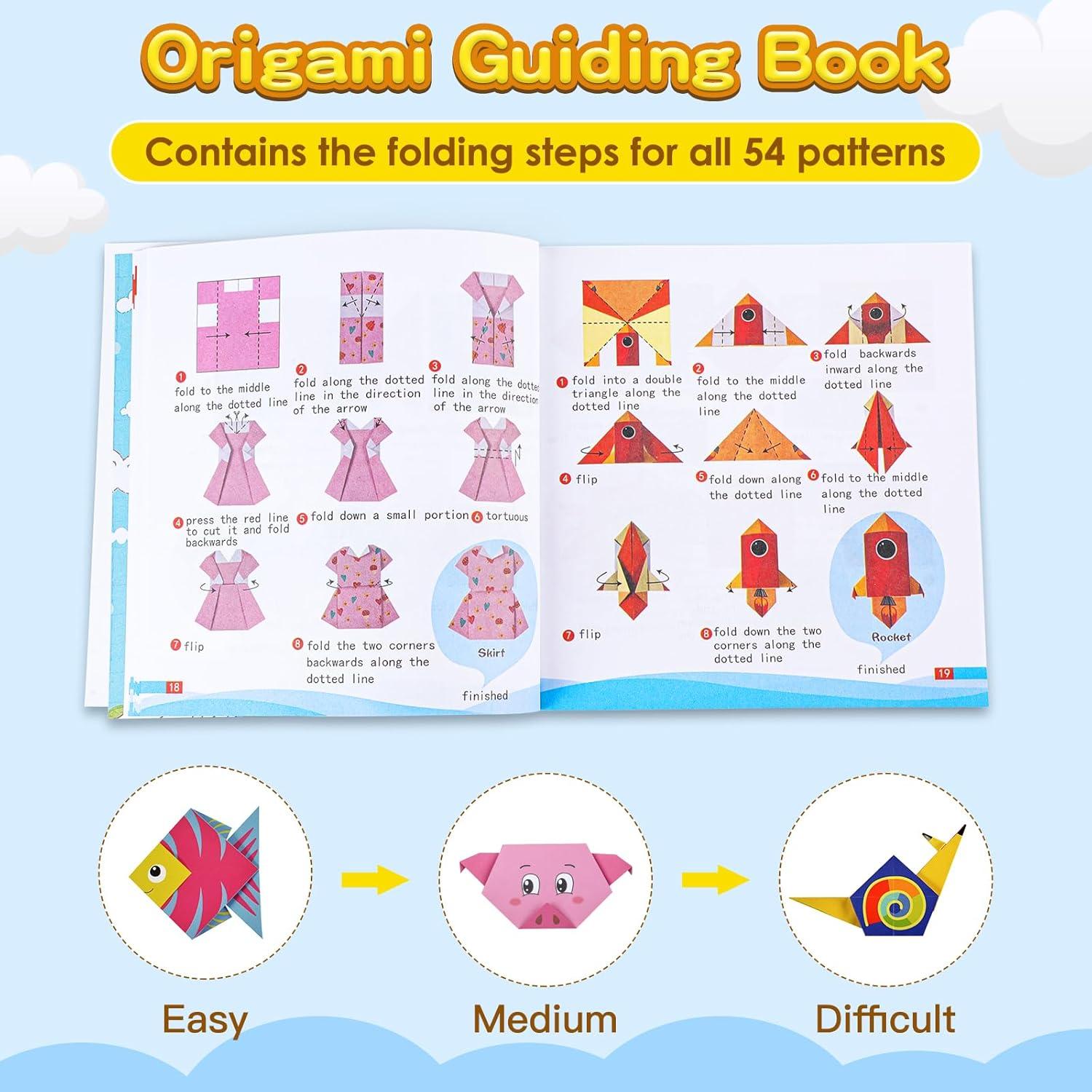 Kit de Papel Origami 158 Hojas WOJASAL para Niños 5-12 Años