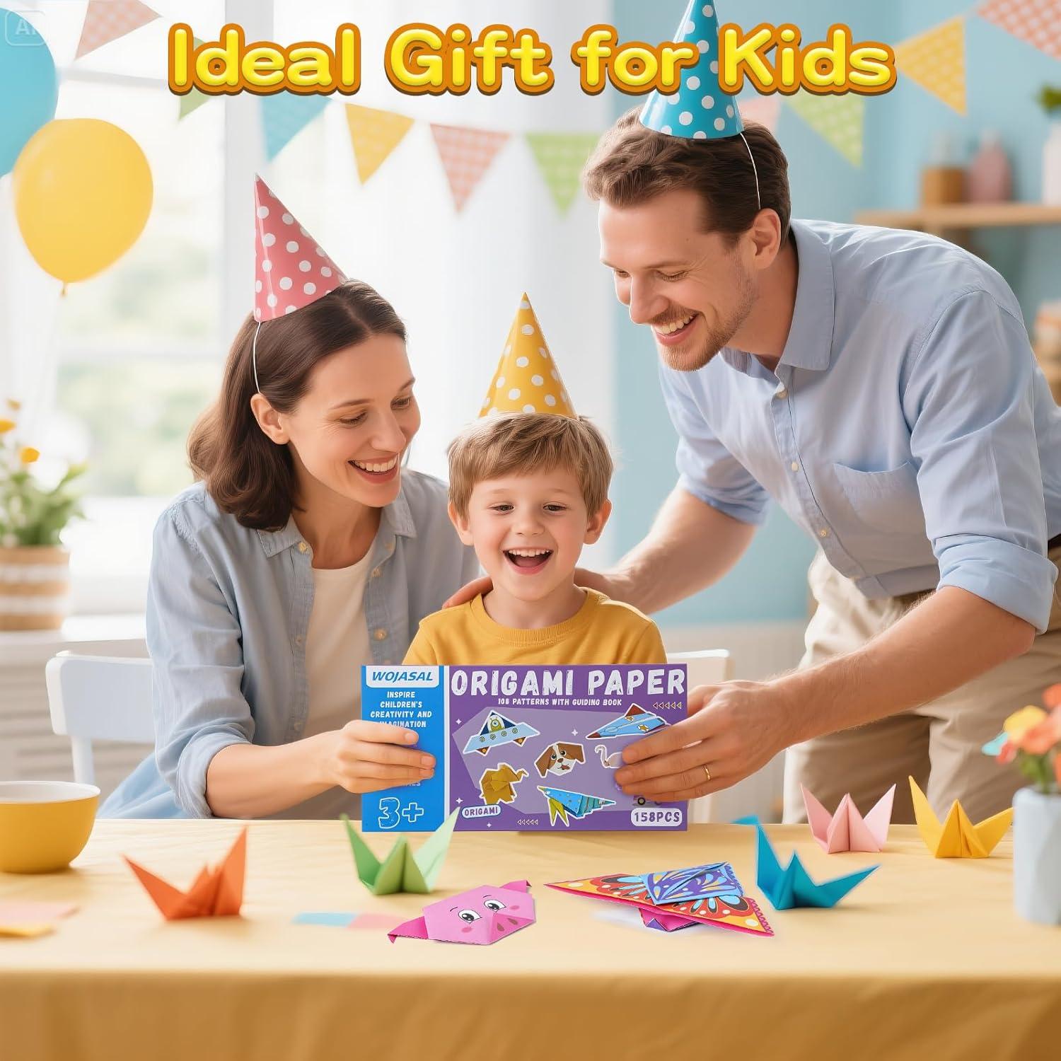 Kit de Papel Origami 158 Hojas WOJASAL para Niños 5-12 Años