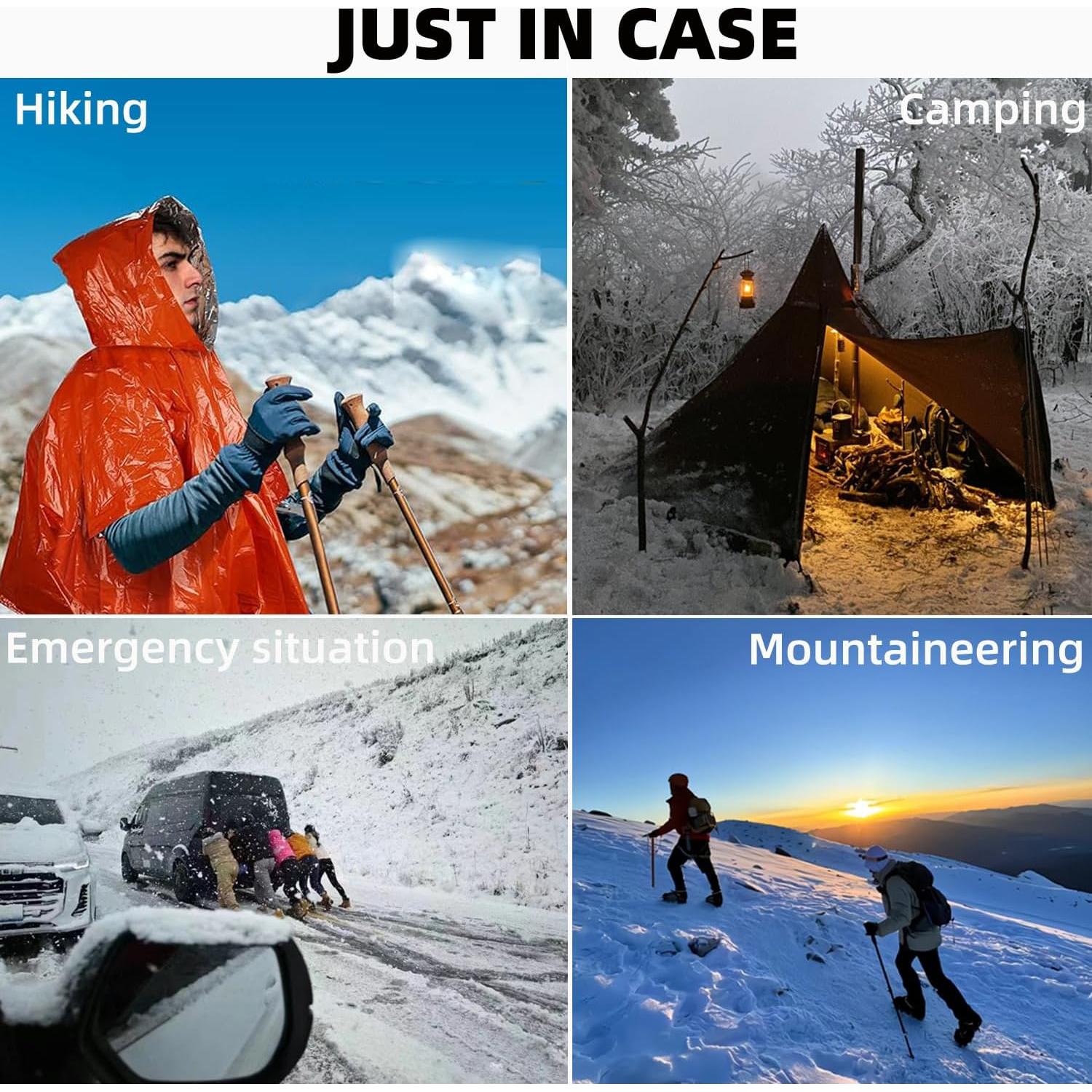 Poncho de Lluvia de Emergencia Vonctixe 2 Pcs Mylar Térmico