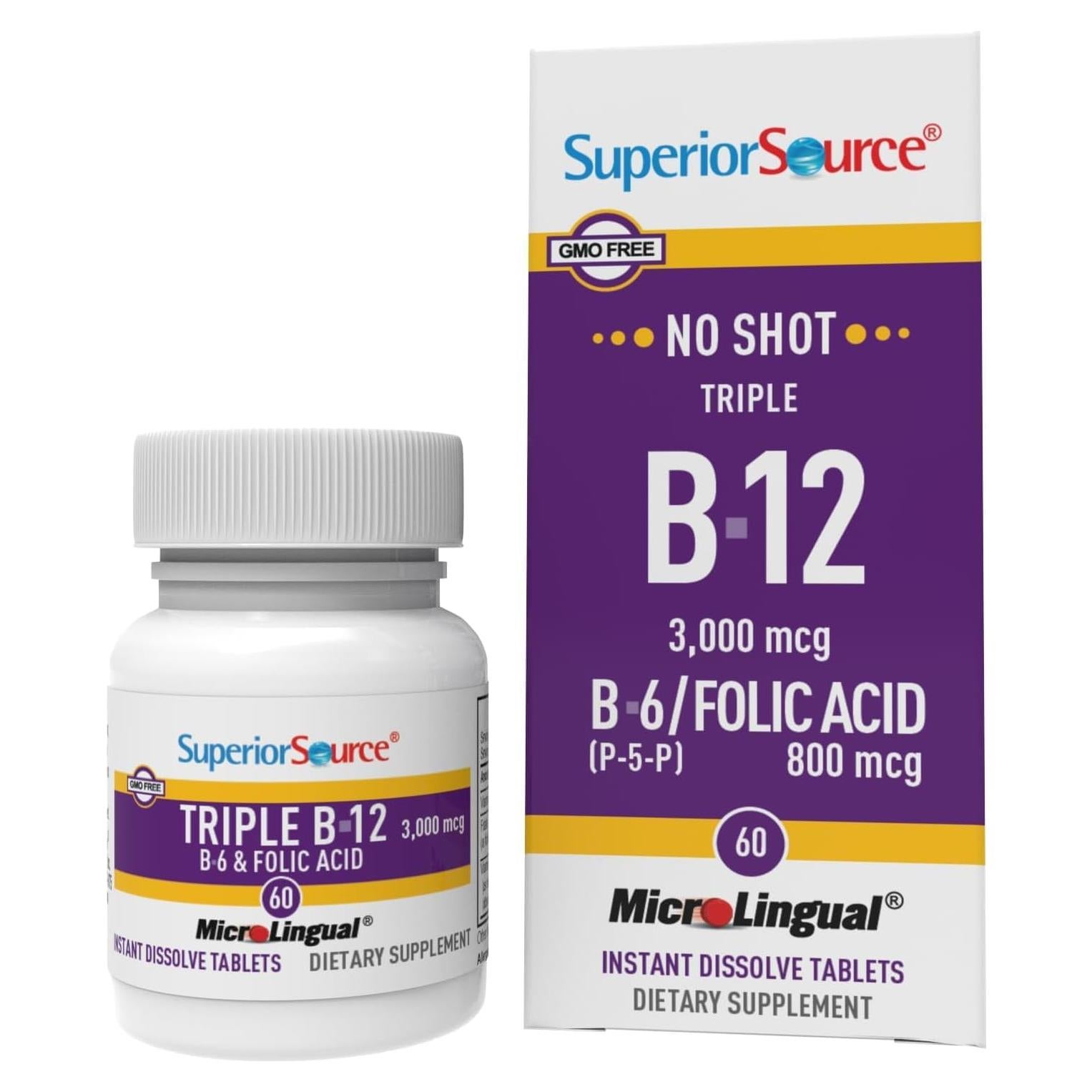 Suplemento de Vitamina B Superior Source 60 Tabletas MicroLingual