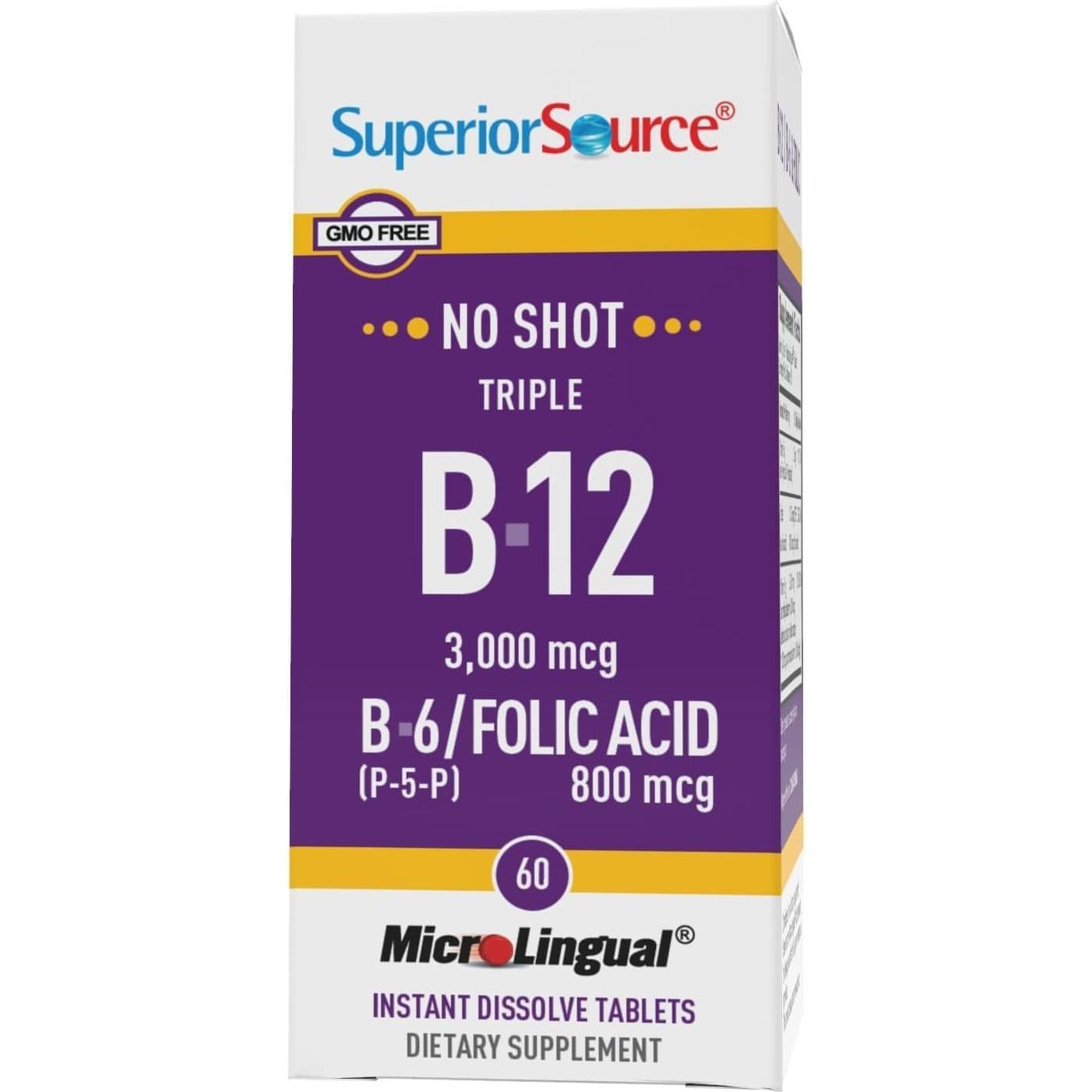 Suplemento de Vitamina B Superior Source 60 Tabletas MicroLingual
