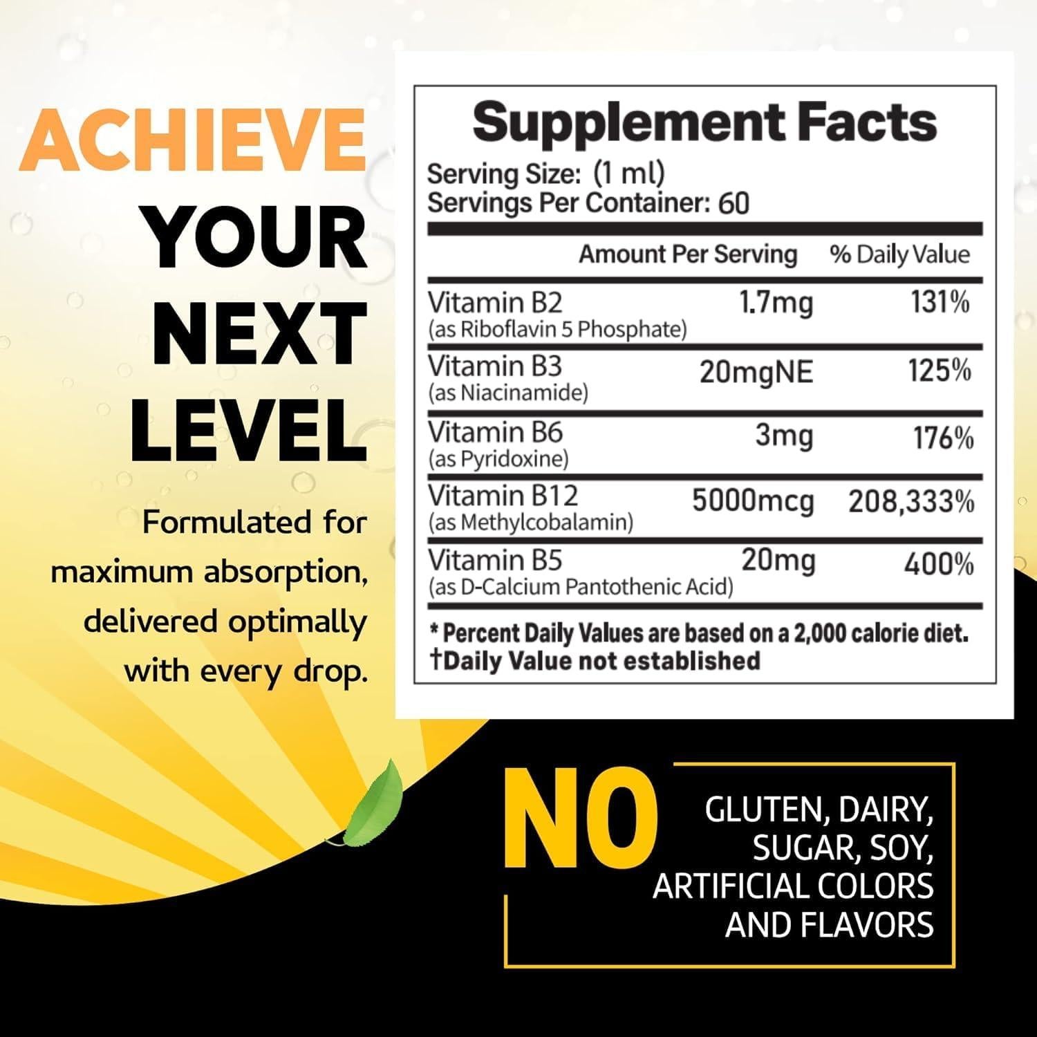 Gotas Líquidas de Vitamina B12 Veganas 5000 mcg Metilcobalamina