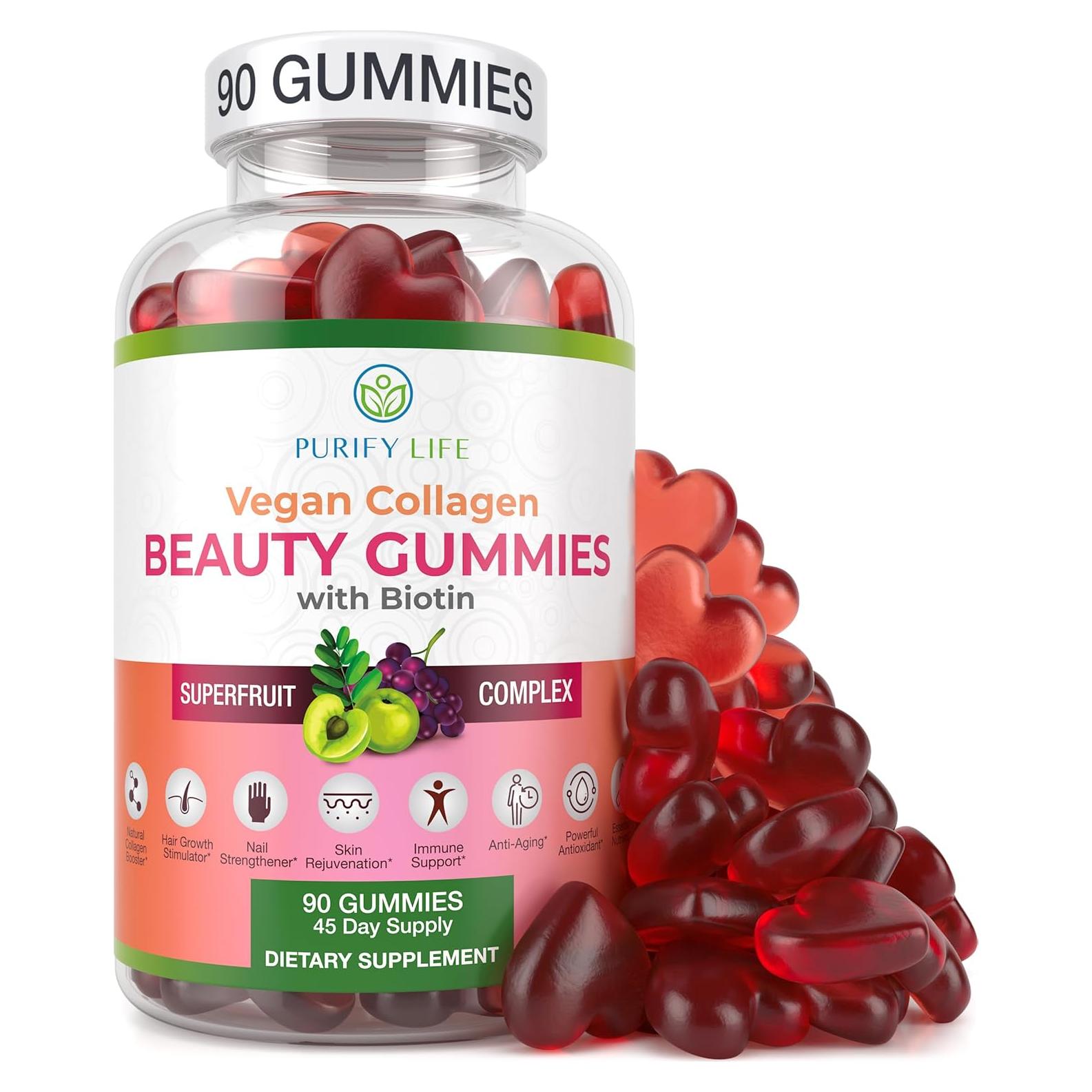 Gomitas de Colágeno Vegano Purify Life 90 Unidades con Biotina